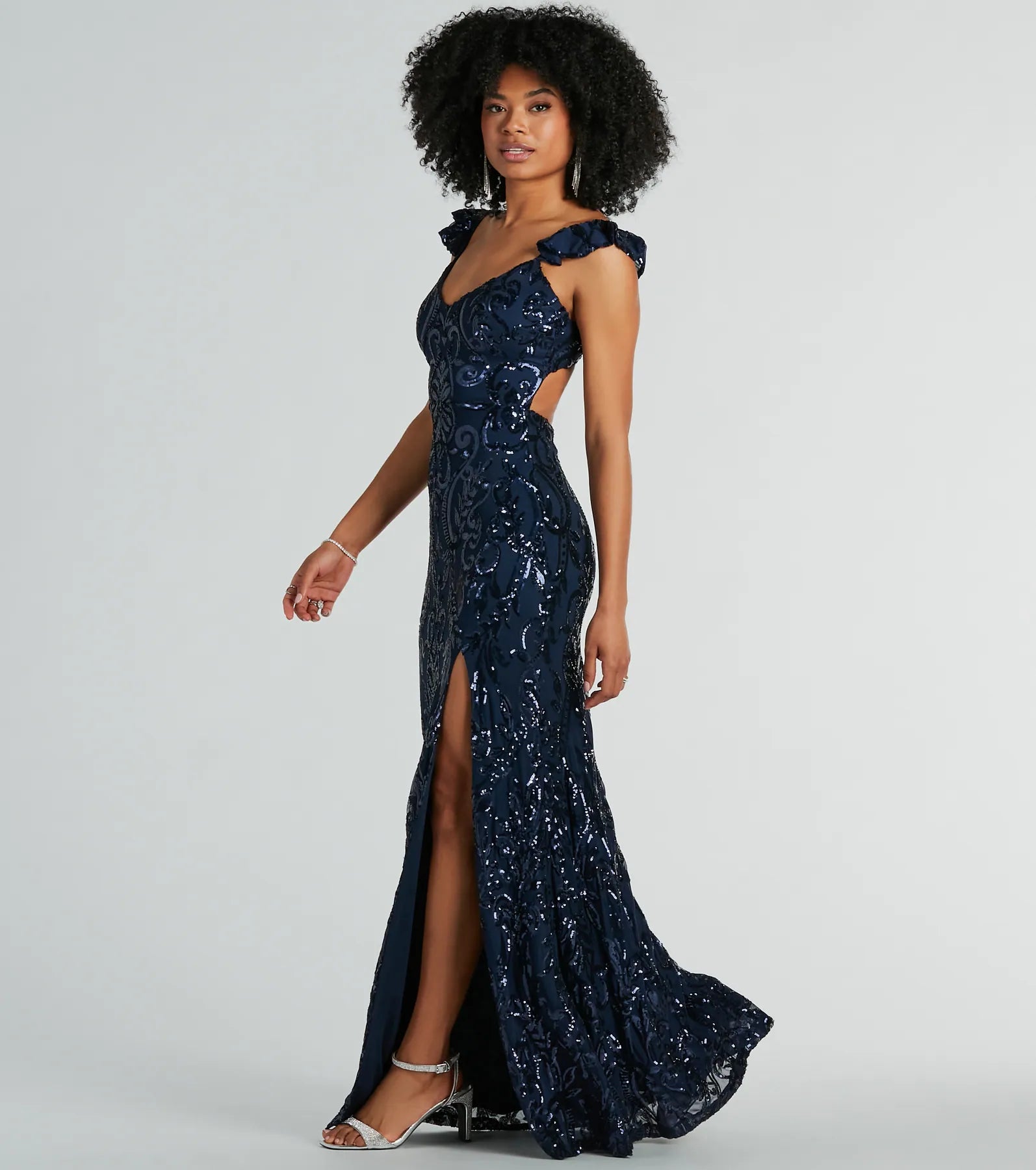 Estella Premium V-Neck Sequin Formal Gown