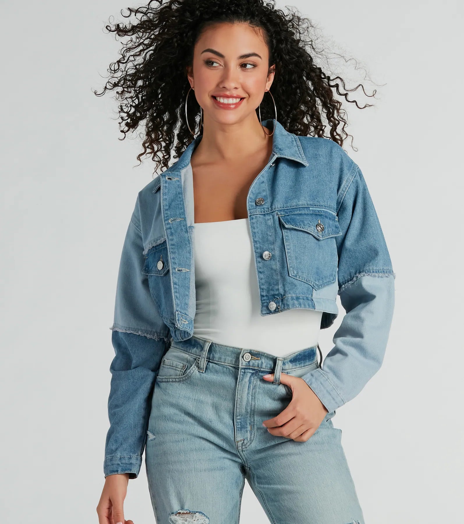 Ultimate Trendsetter Patchwork Cropped Denim Jacket