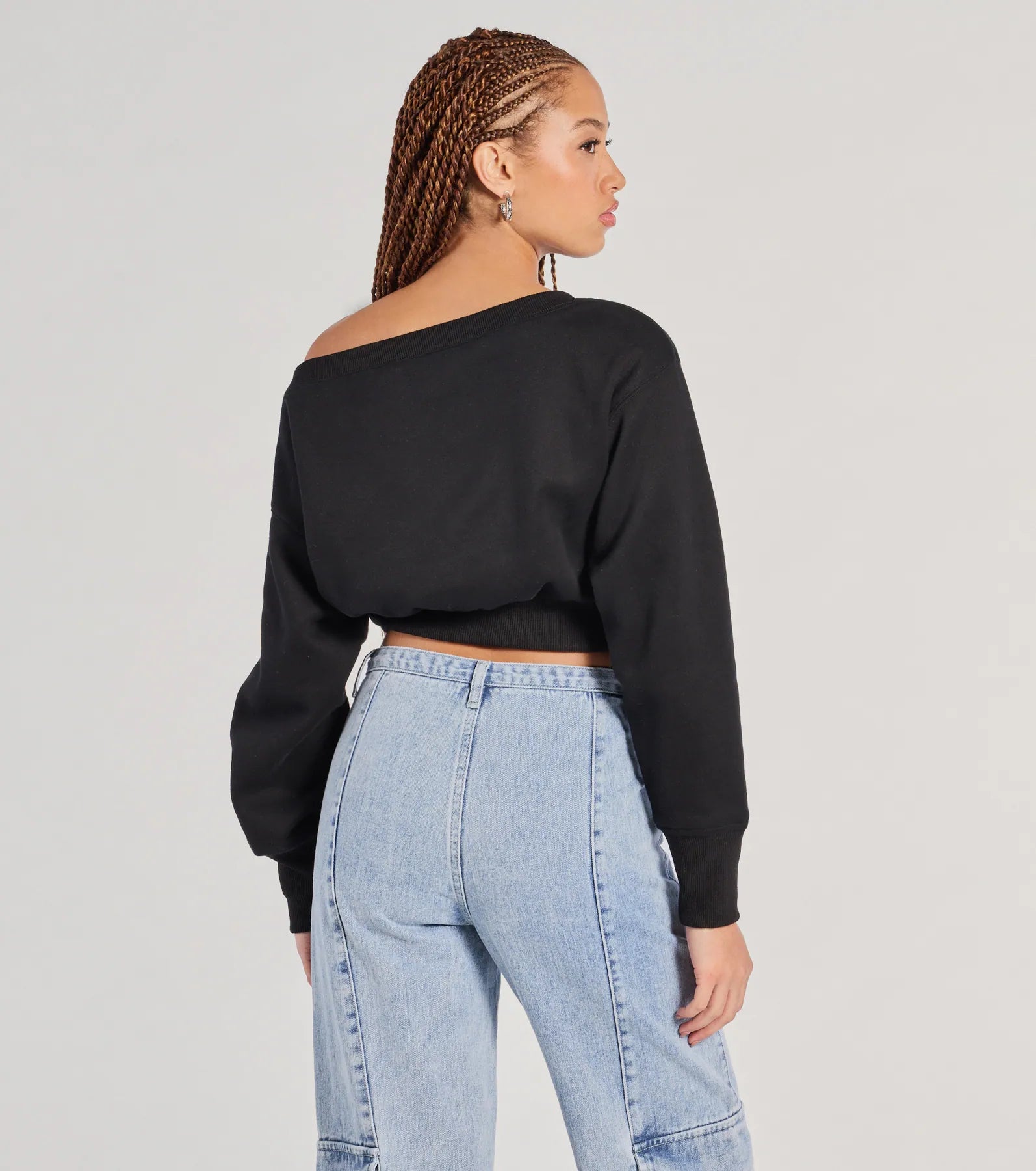 Ultimate Cozy Long Sleeve Fleece Crop Sweatshirt