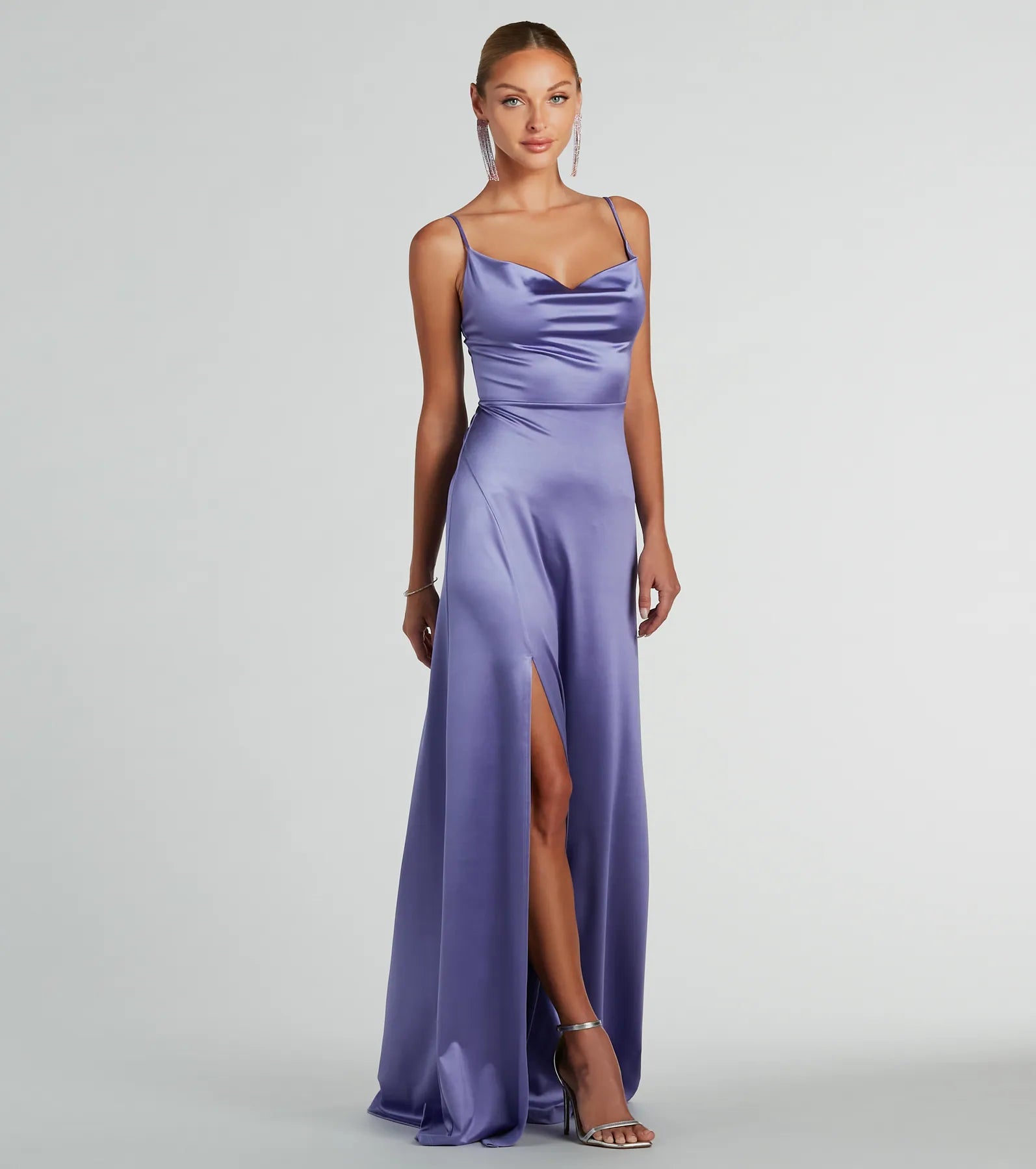 Ultimate Ellie Cowl Neck Satin Formal Dress - Elegant & Sophisticated