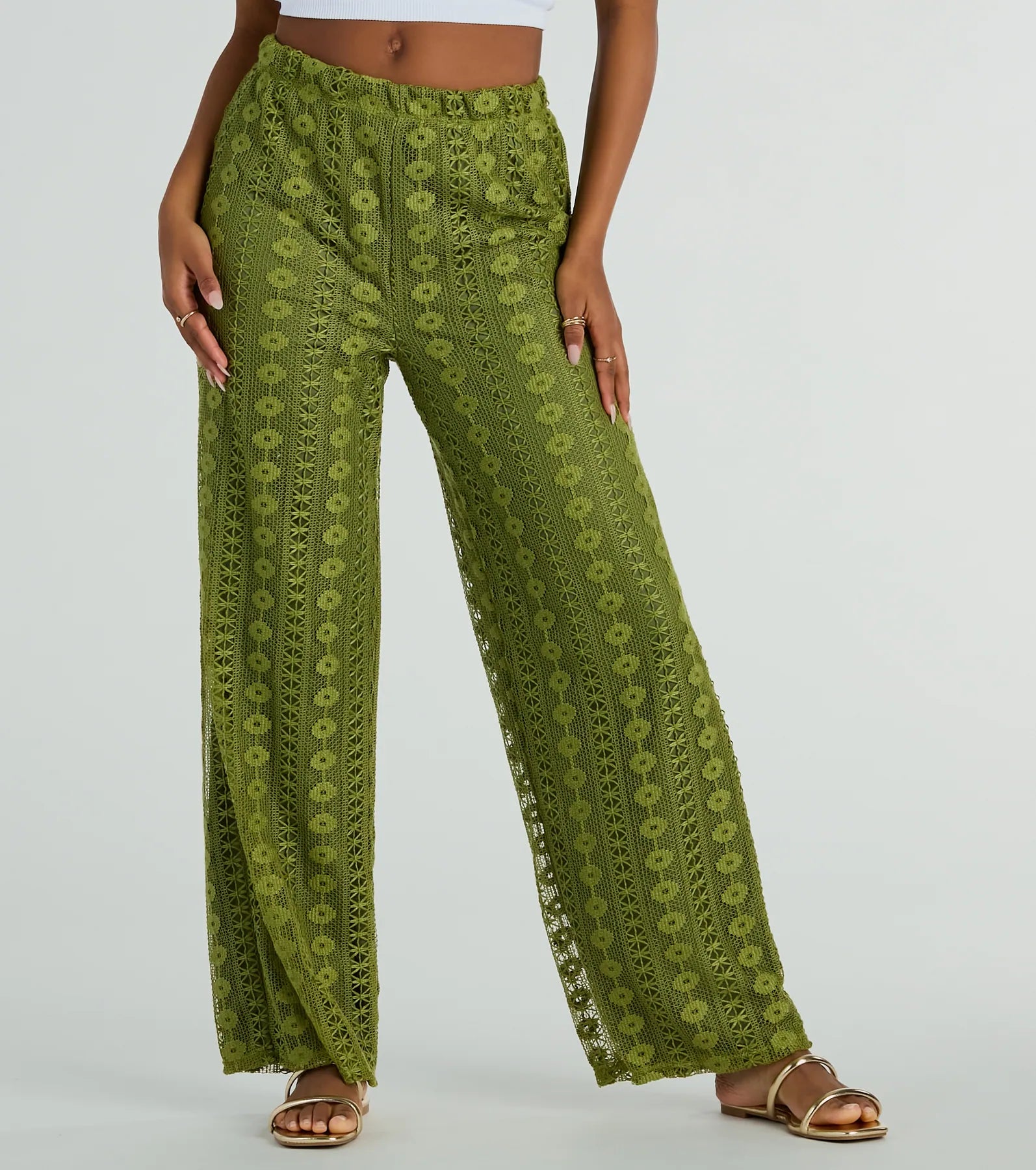 Premium Weekend Breeze High-Rise Crochet Palazzo Pants