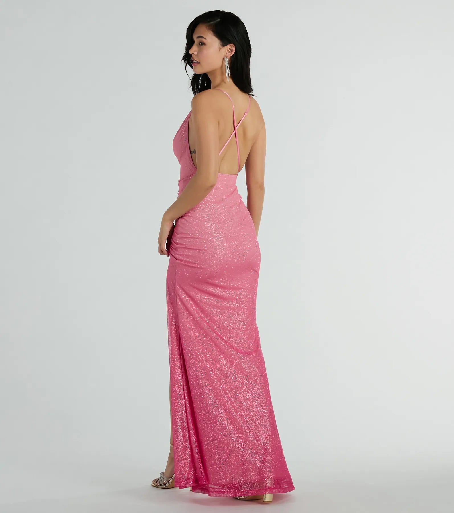 Premium Kate Ombre Glitter Mermaid Dress - Strappy Back Elegance