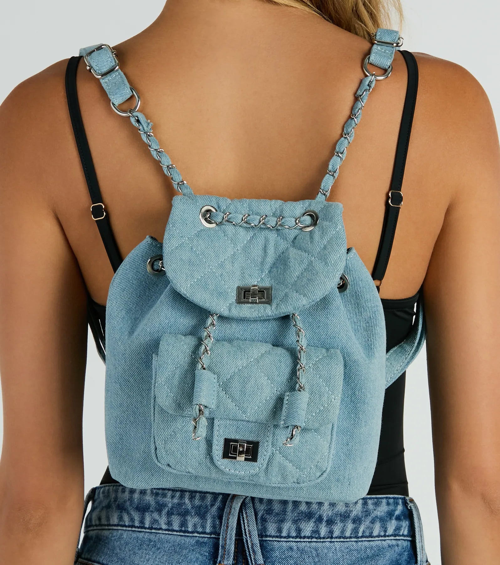 Premium Quilted Denim Mini Backpack - Ultimate Style & Function