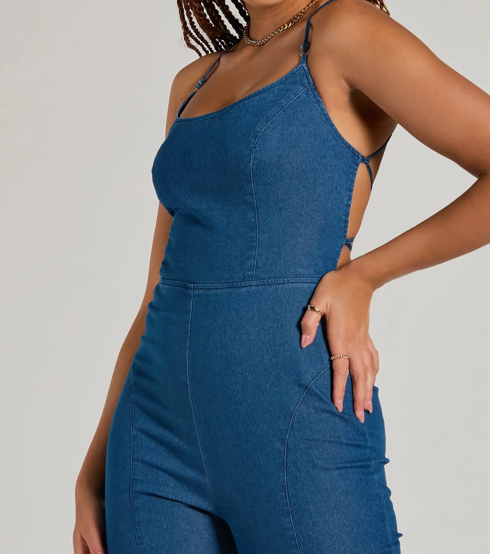 Ultimate Casual Lace-Up Flare Denim Jumpsuit - Upgrade Your Style