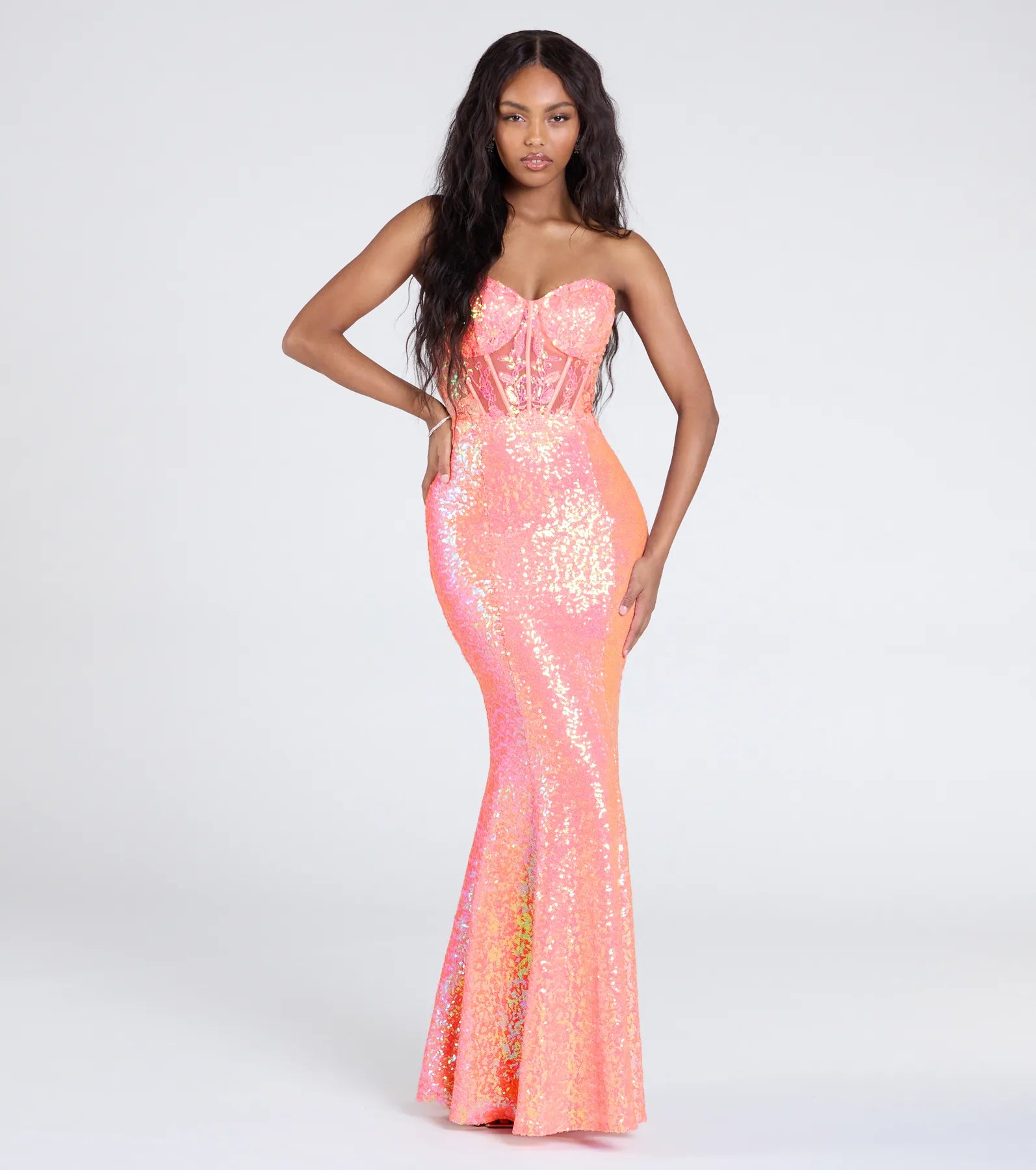 Ultimate Zoe Lace-Up Corset Mermaid Sequin Gown