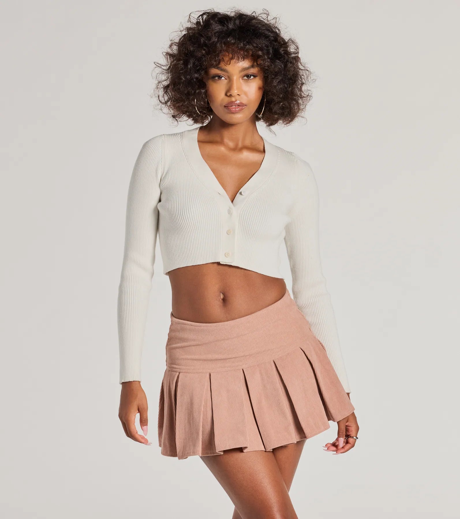 Ultimate Preppy Chic Drop Waist Pleated Corduroy Mini Skirt - Trendy & Timeless