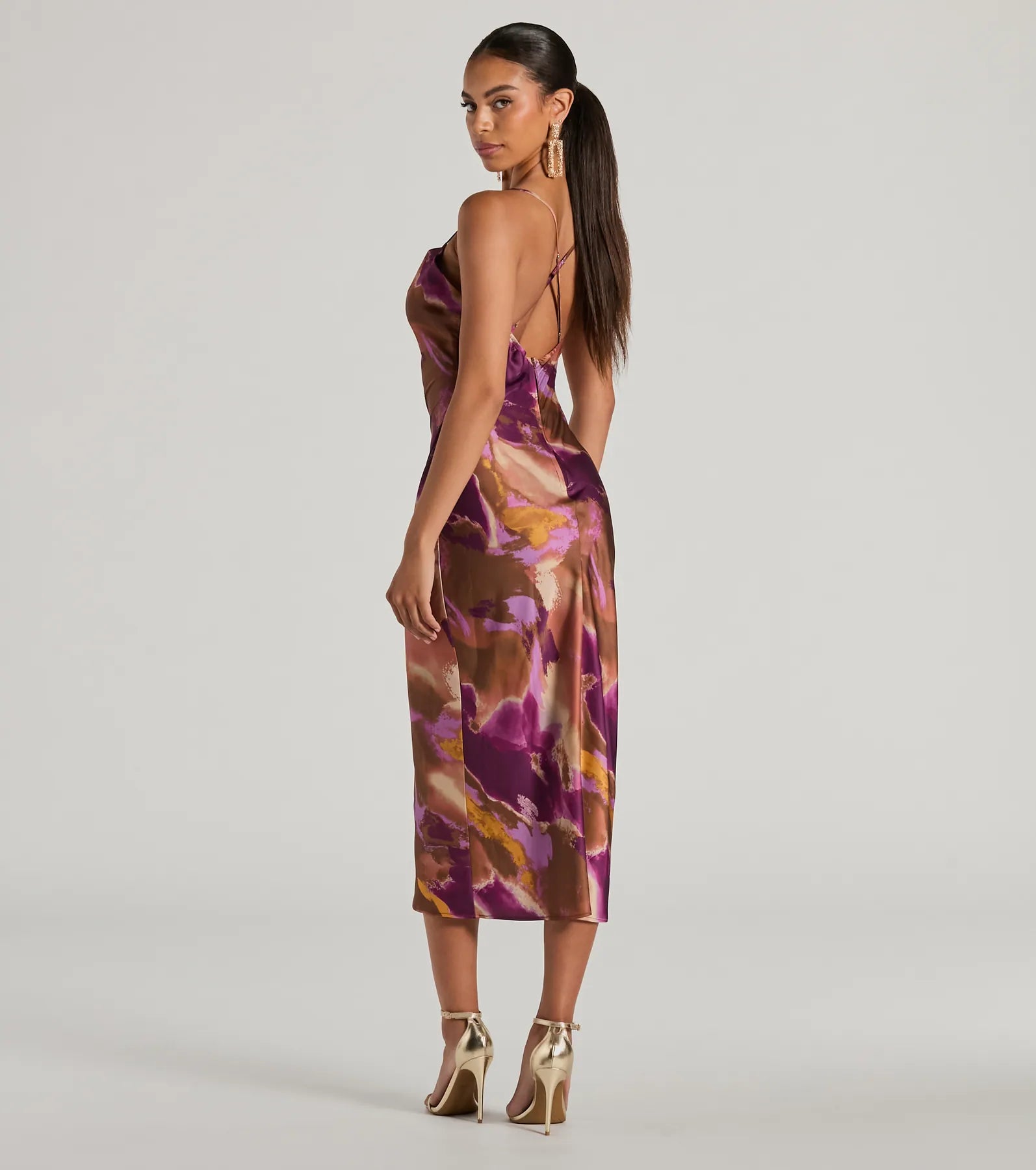 Premium Always Impress Tie-Dye Satin Midi Dress