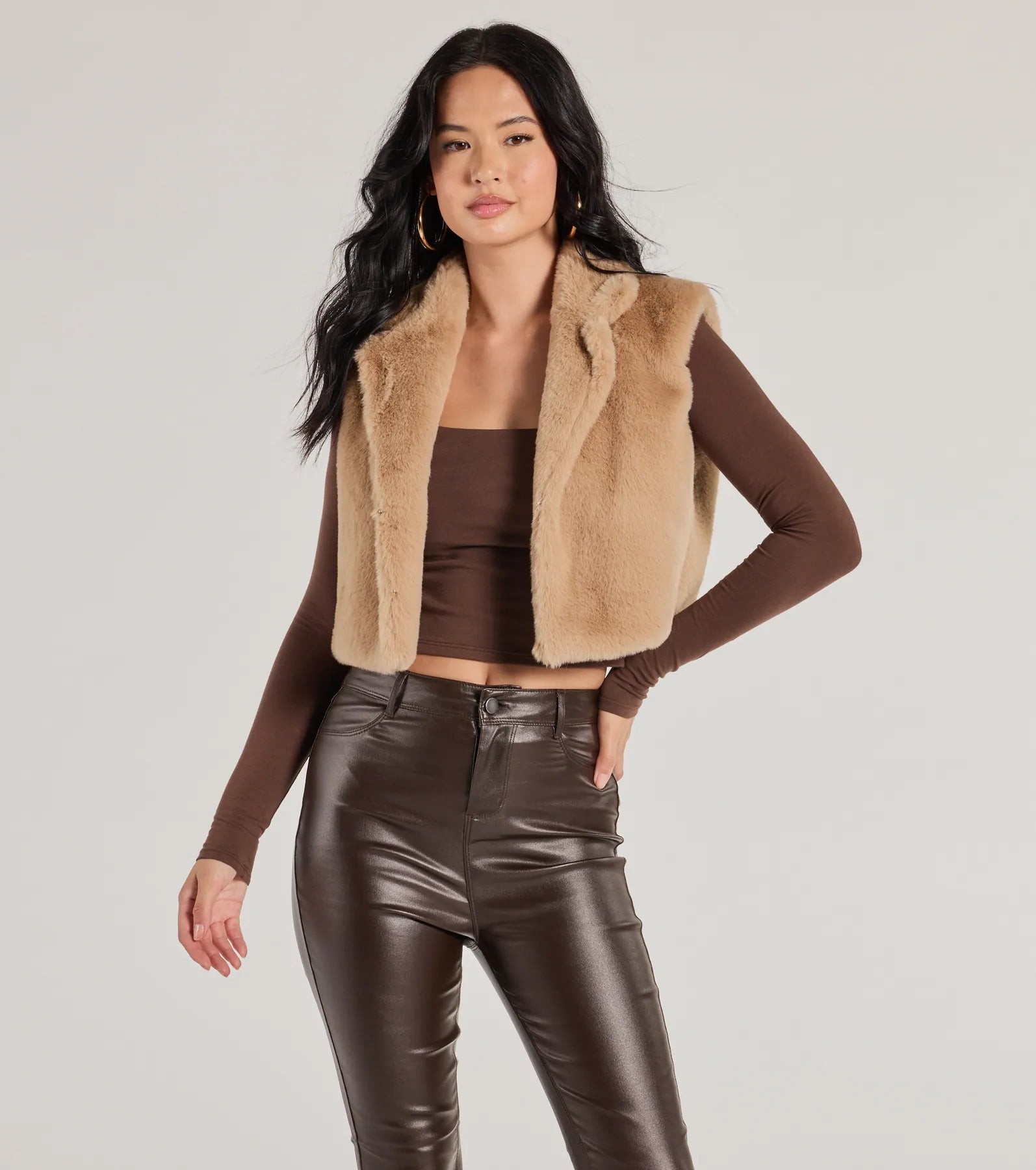 Premium Cozy Glamour Faux Fur Cropped Vest