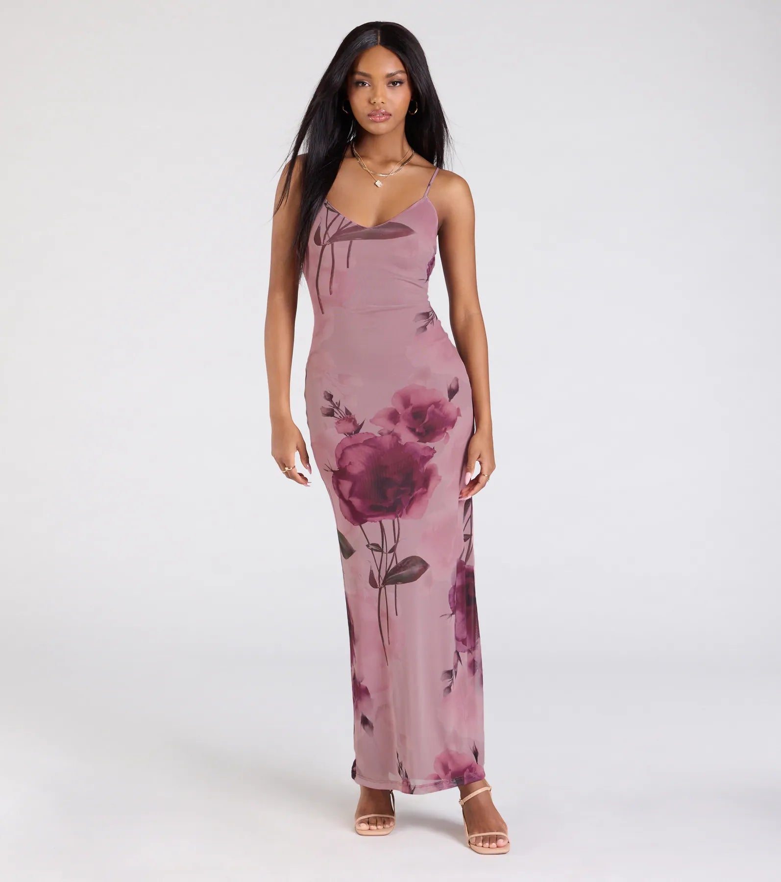 Ultimate Love Language Floral Print Mesh Maxi Dress