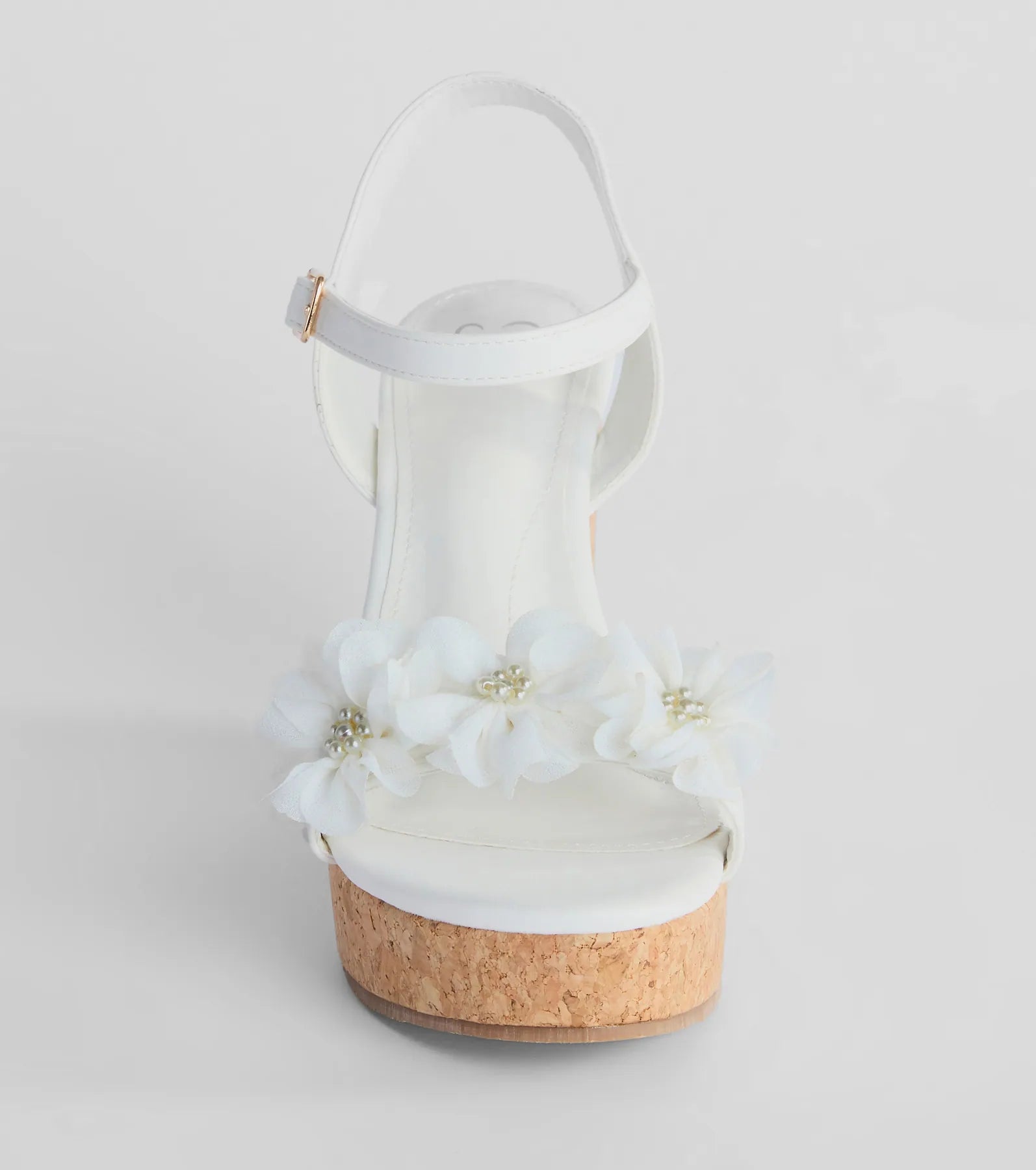 Elegant Pearl Flower Cork Wedges for Brides