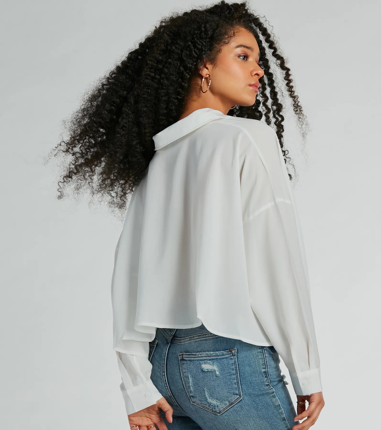 Premium Oversized Long Sleeve Crop Blouse | Ultimate Chic Style