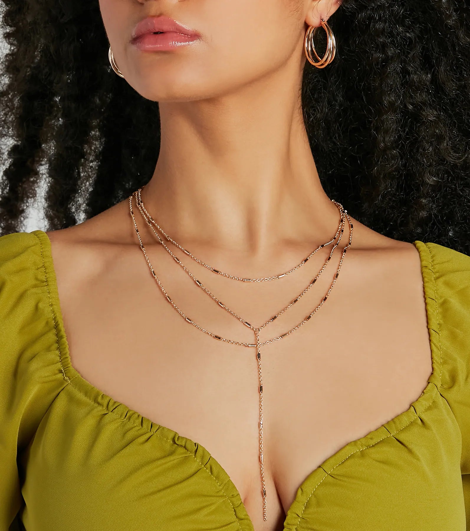 Ultimate Chic Layered Lariat Necklace - Premium Gold Accent