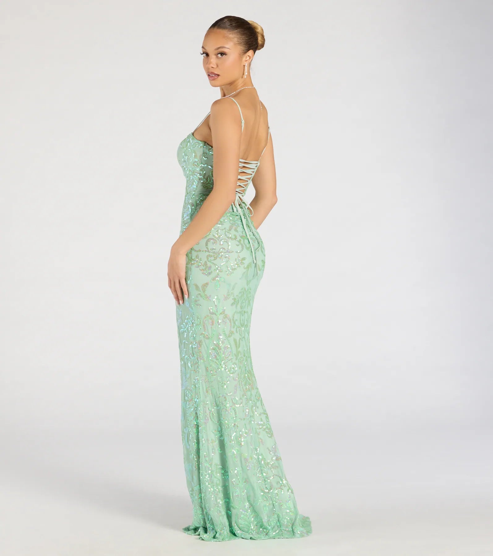 Ultimate Celina Sequin Lace-Up Mermaid Dress for Glamorous Nights