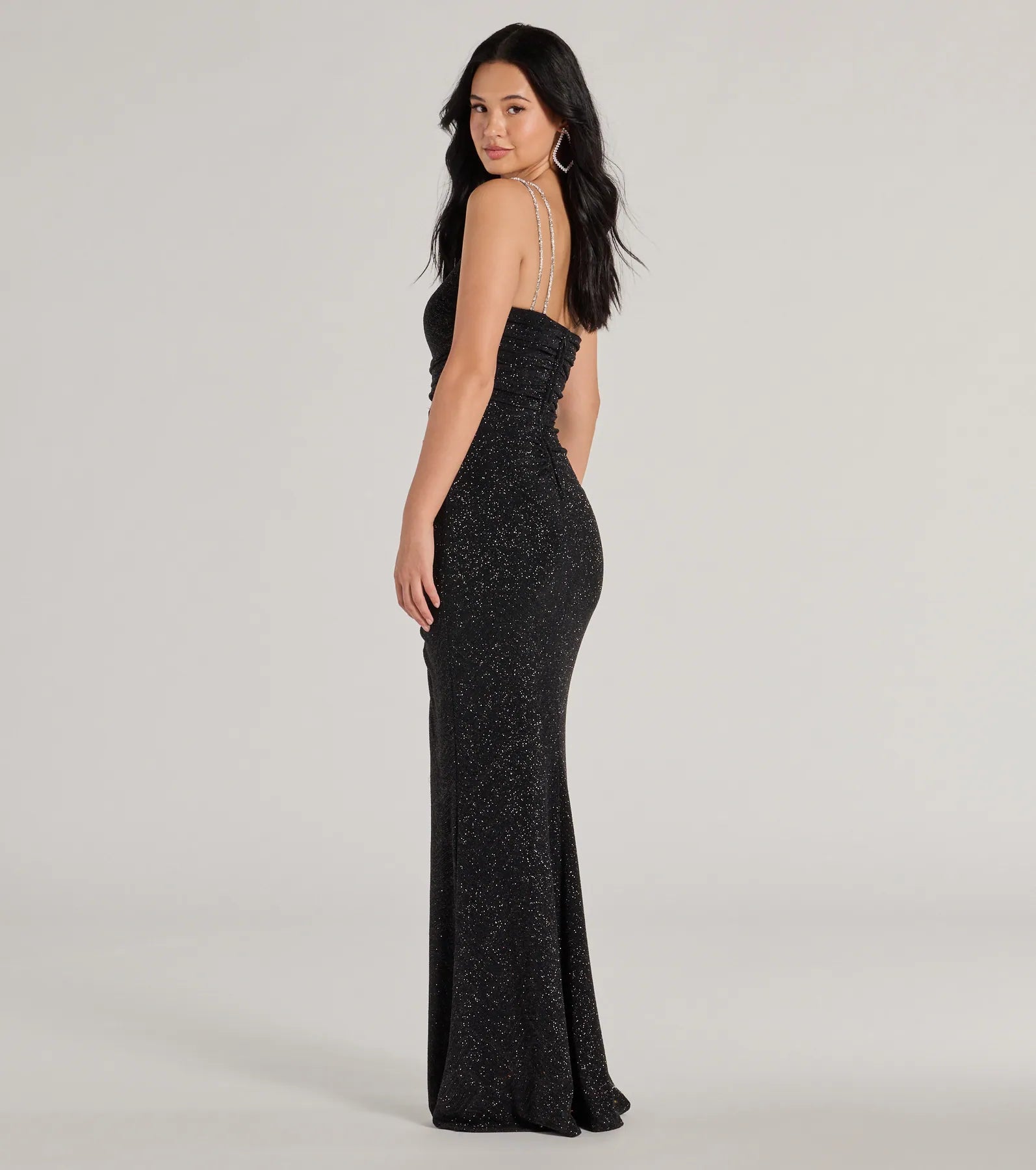 Ultimate Glam One-Shoulder Glitter Column Dress