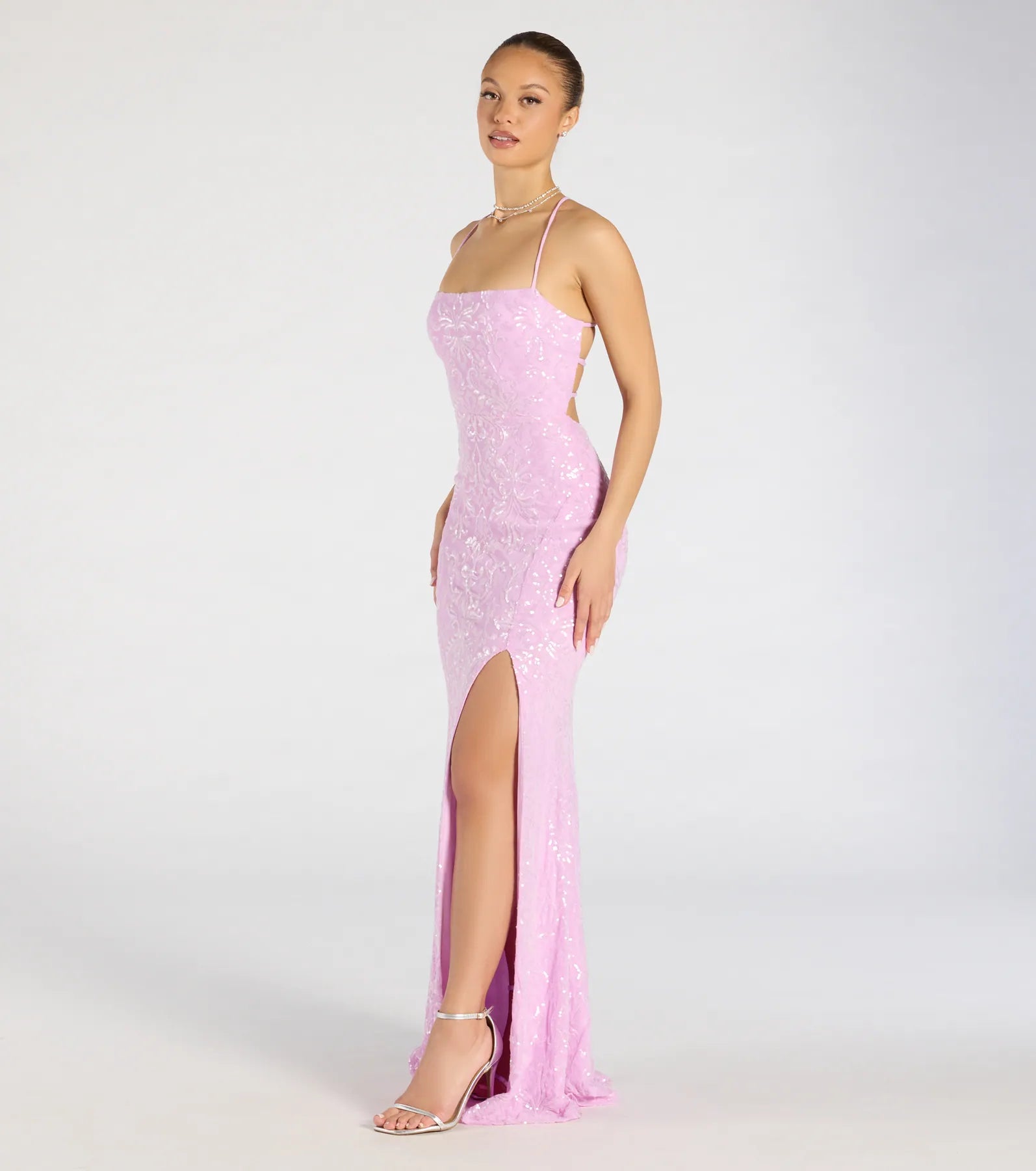 Mariah Ultimate Lace-Up Sequin Mermaid Dress