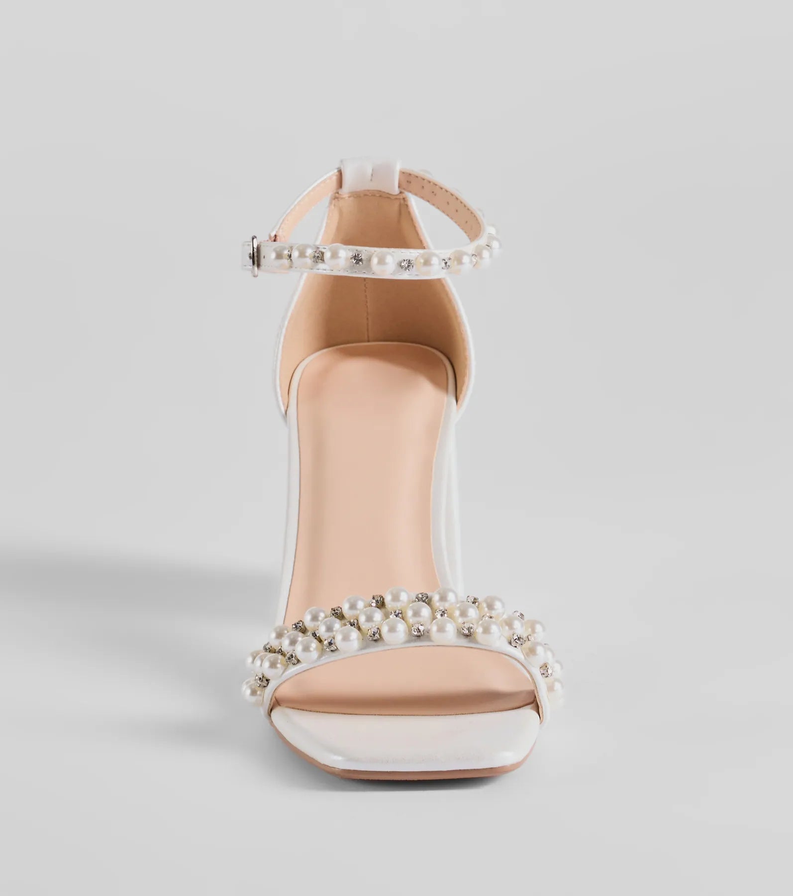 Ultimate Glamour Faux Pearl & Rhinestone Block Heels