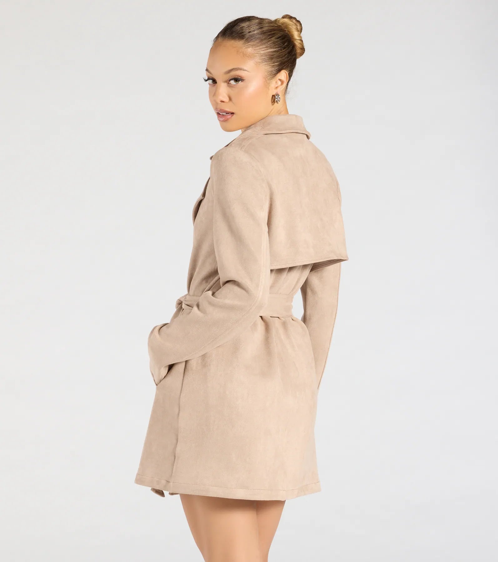 Premium Faux Suede Trench Coat - Ultimate Style Upgrade