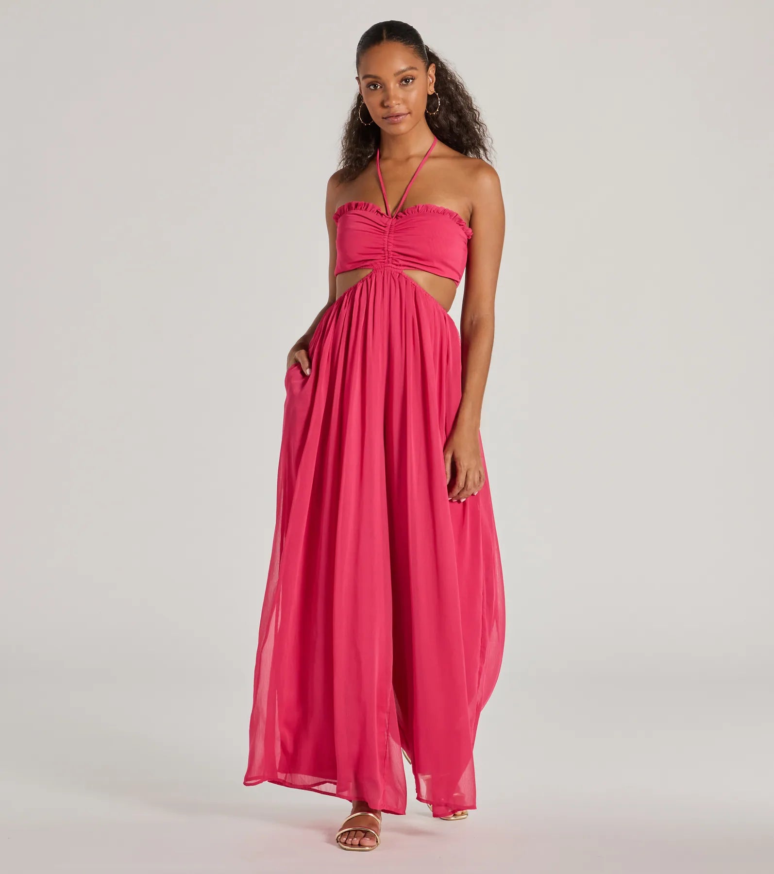 Premium Charm Halter Cutout Wide-Leg Jumpsuit - Ultimate Style Upgrade