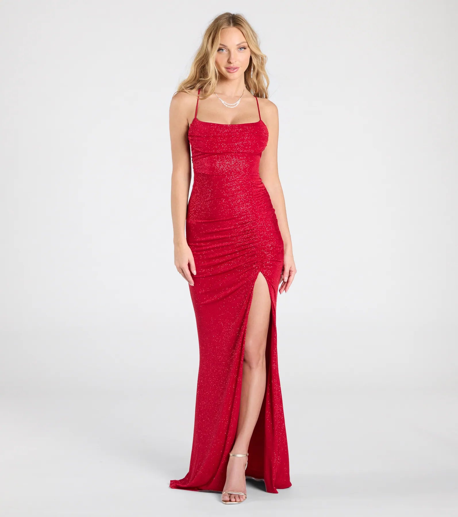 Premium Diane Glitter Mermaid Gown - Ultimate Formal Dress with Lace-Up Back & High Slit