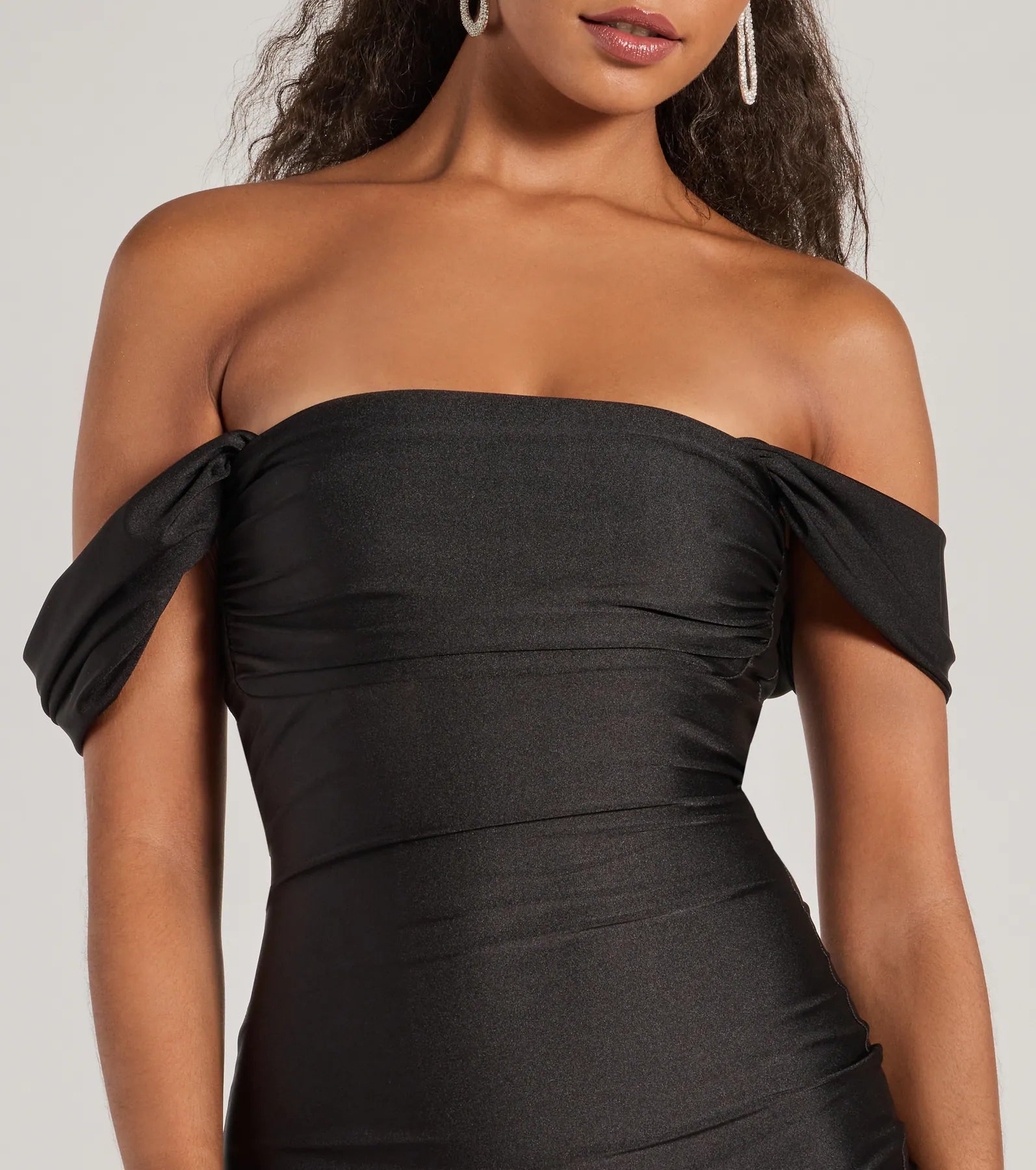 Ultimate Off-The-Shoulder Flared Midi Dress - Premium Elegance