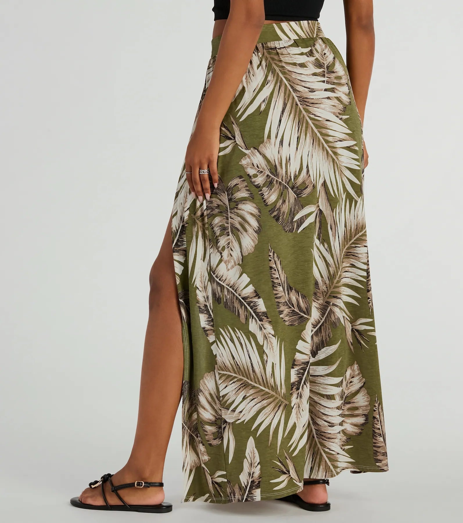 Premium Tropical Breeze Maxi Skirt with Dual Slits