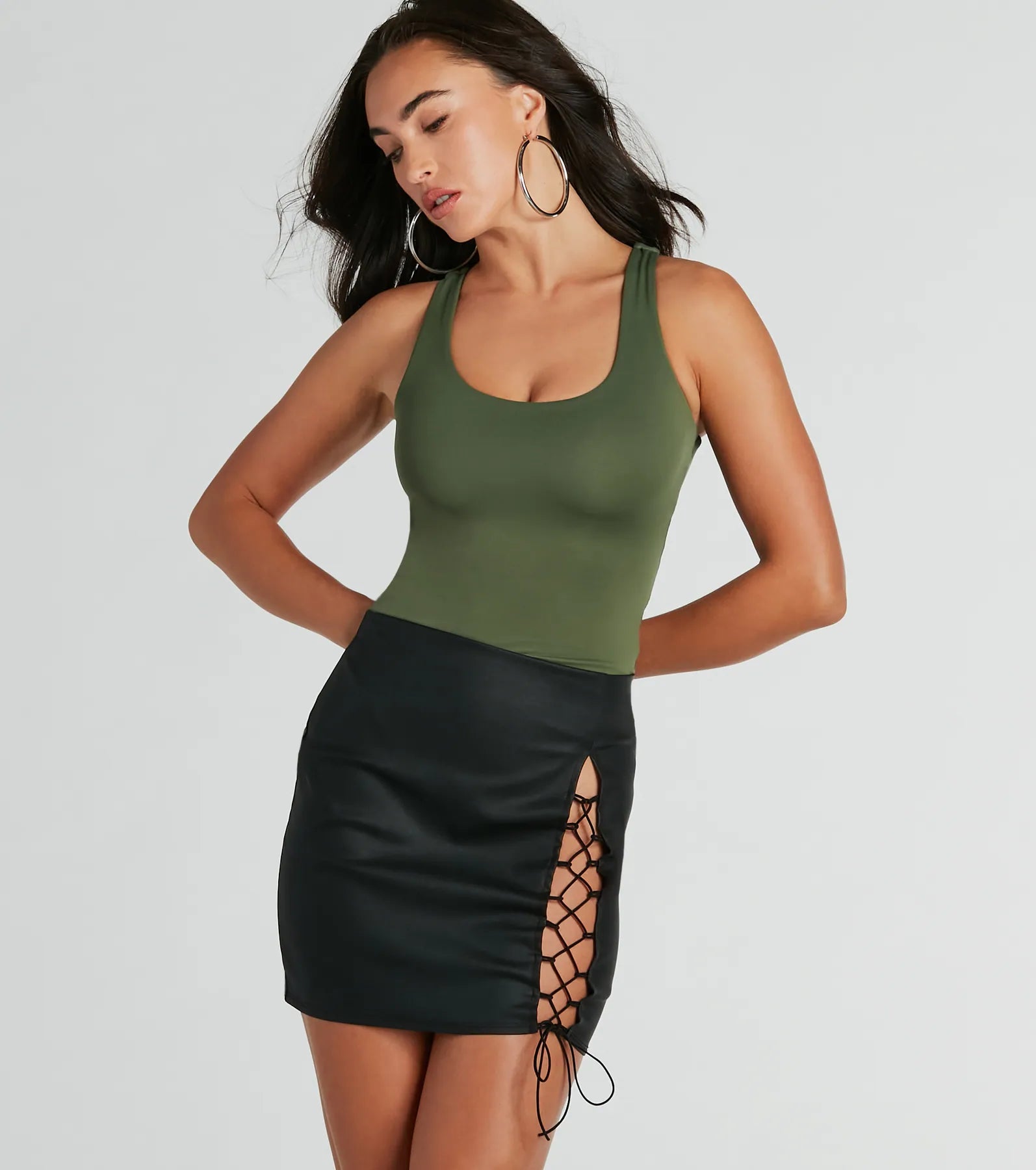 Ultimate Babe Alert Lace-Up Woven Mini Skirt