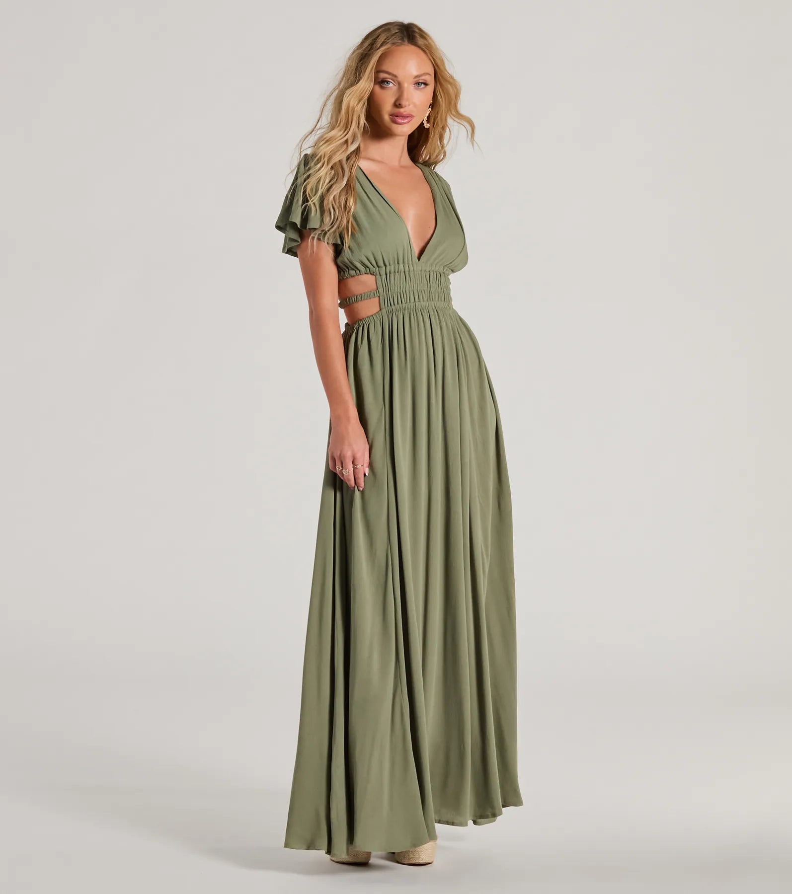 Ultimate Flutter Sleeve Cutout Maxi Dress for Every Occasion