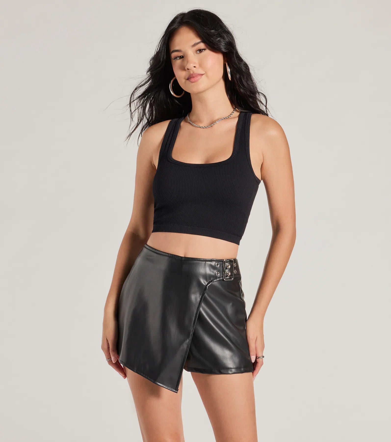 Ultimate Edge High-Rise Faux Leather Skort - Sleek & Stylish