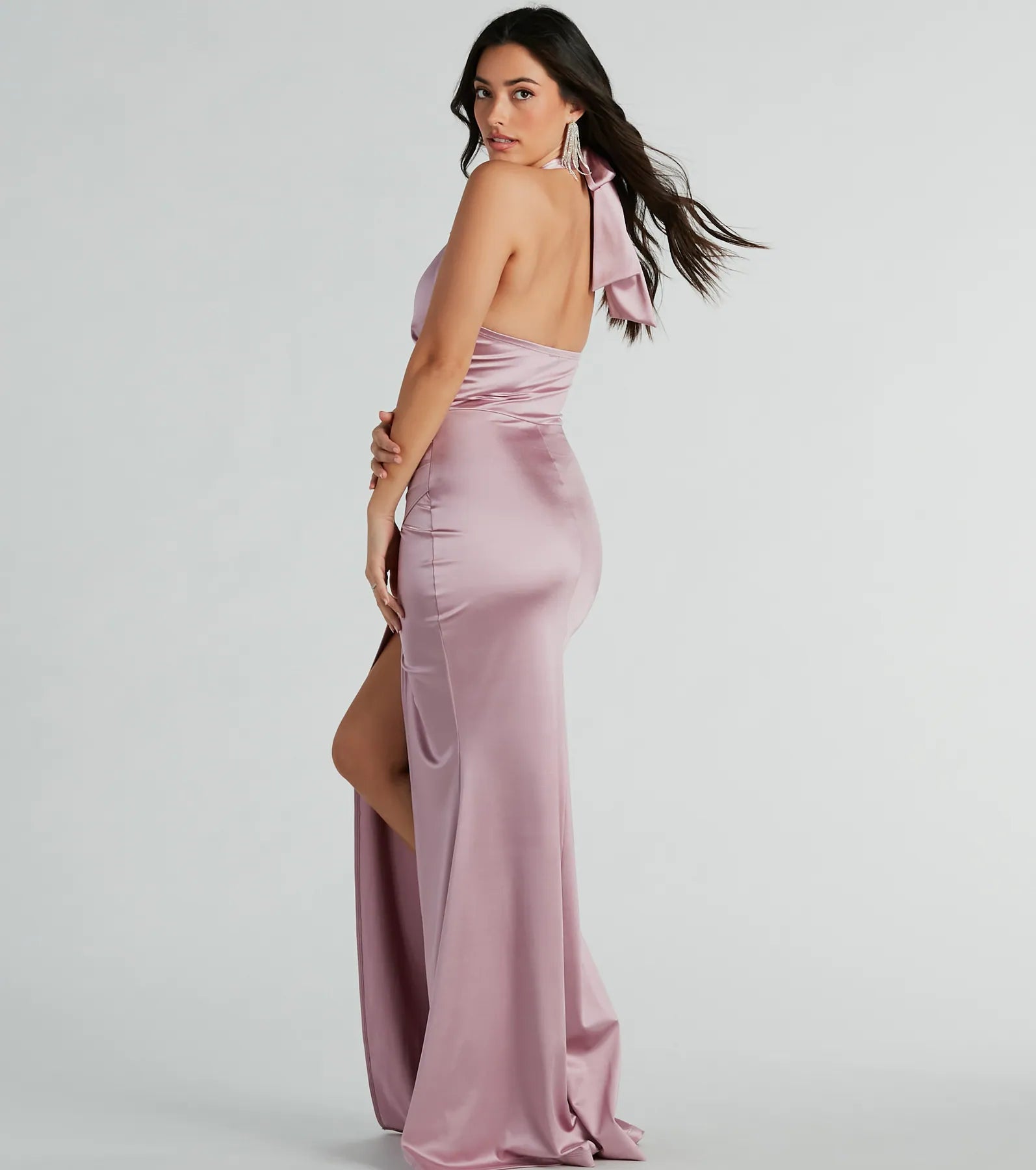 Premium Kourtney Halter Mermaid Satin Gown - Ultimate Formal Dress