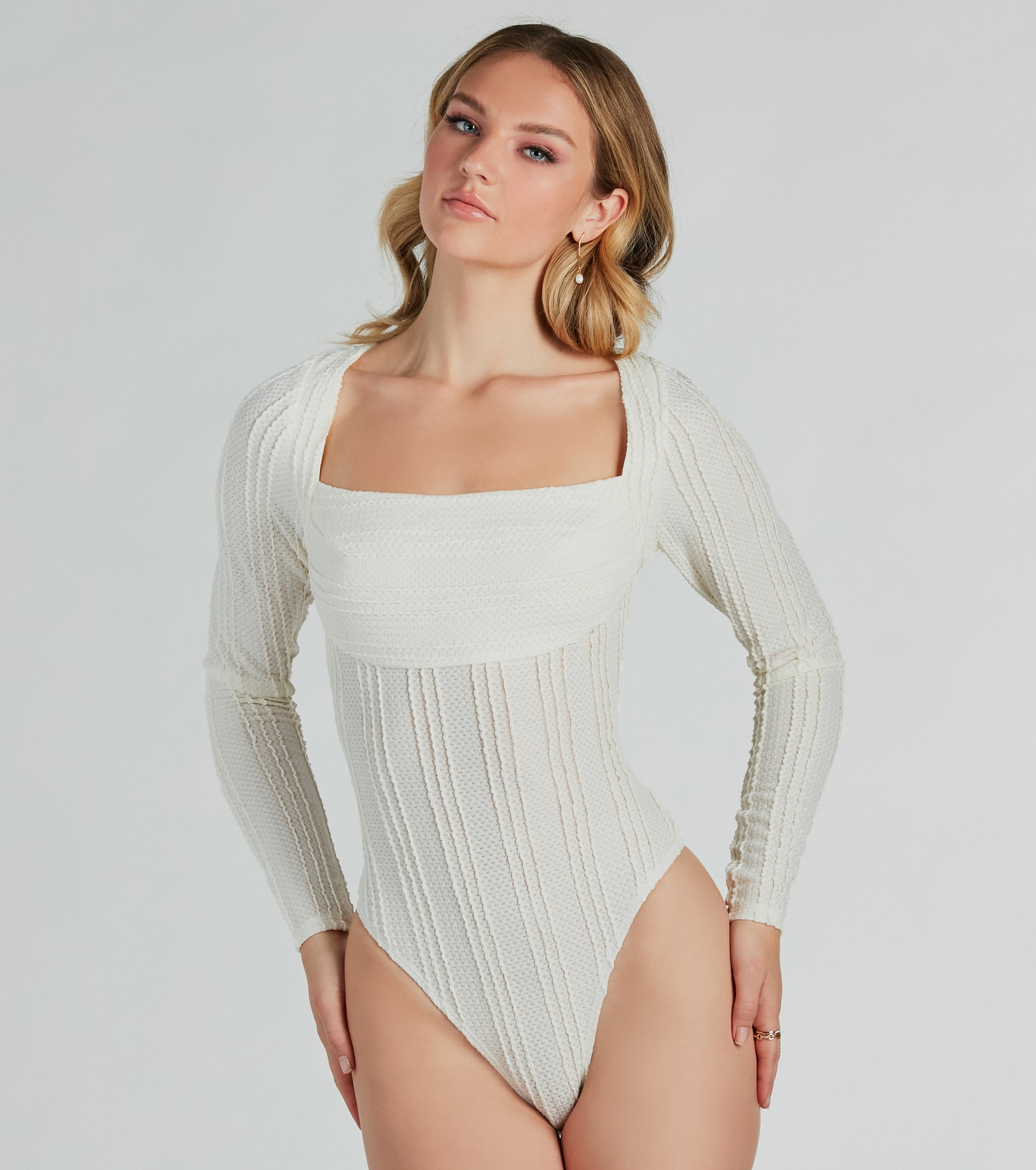 Ultimate Revival Texture Knit Bodysuit - Long Sleeve Style