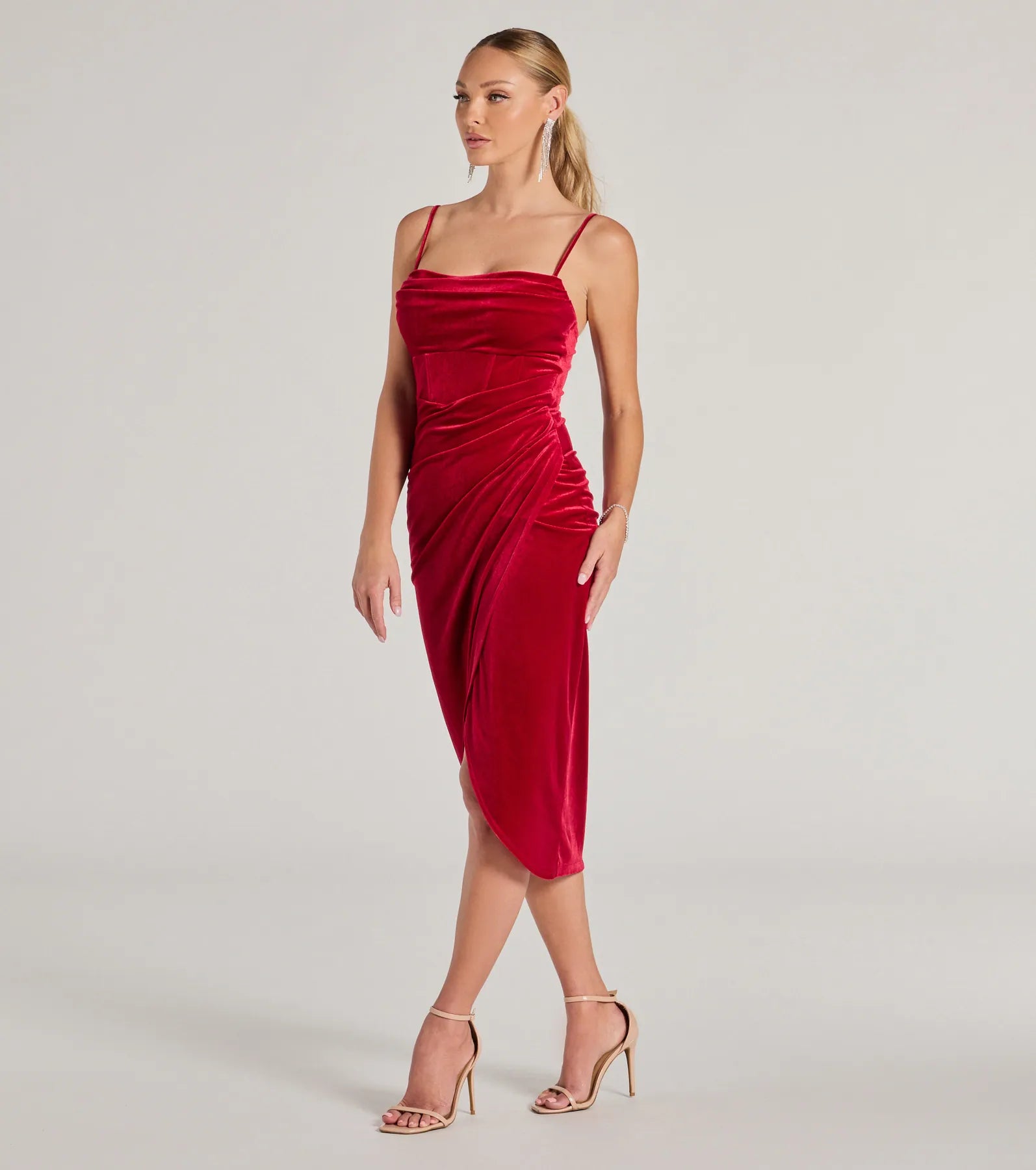 Premium Velvet Corset Midi Dress - Ultimate Elegance