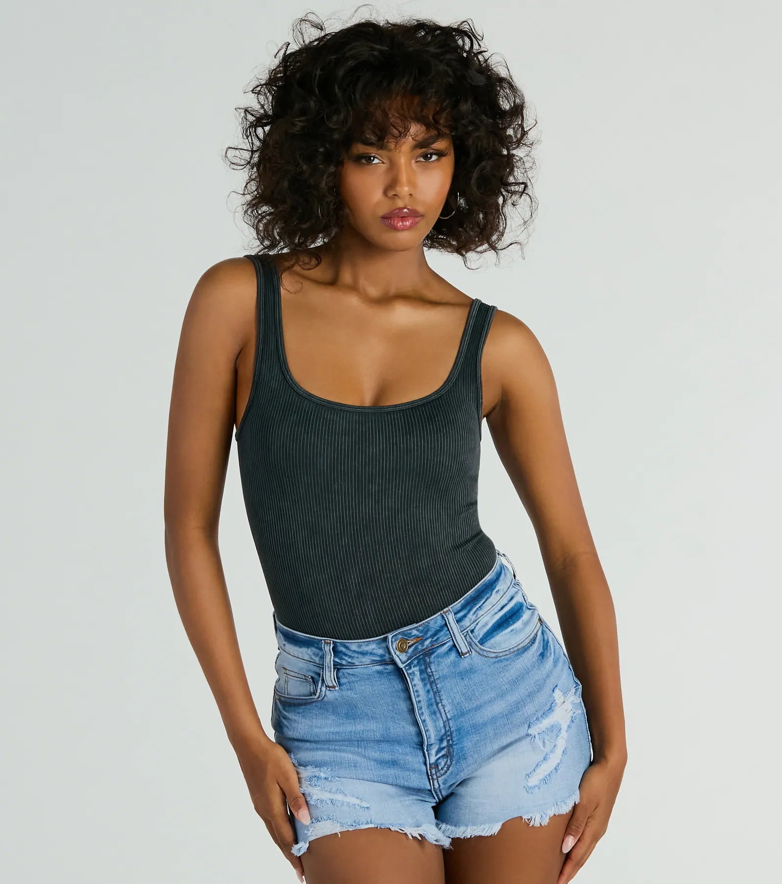 Ultimate Effortless Square Neck Rib Knit Bodysuit