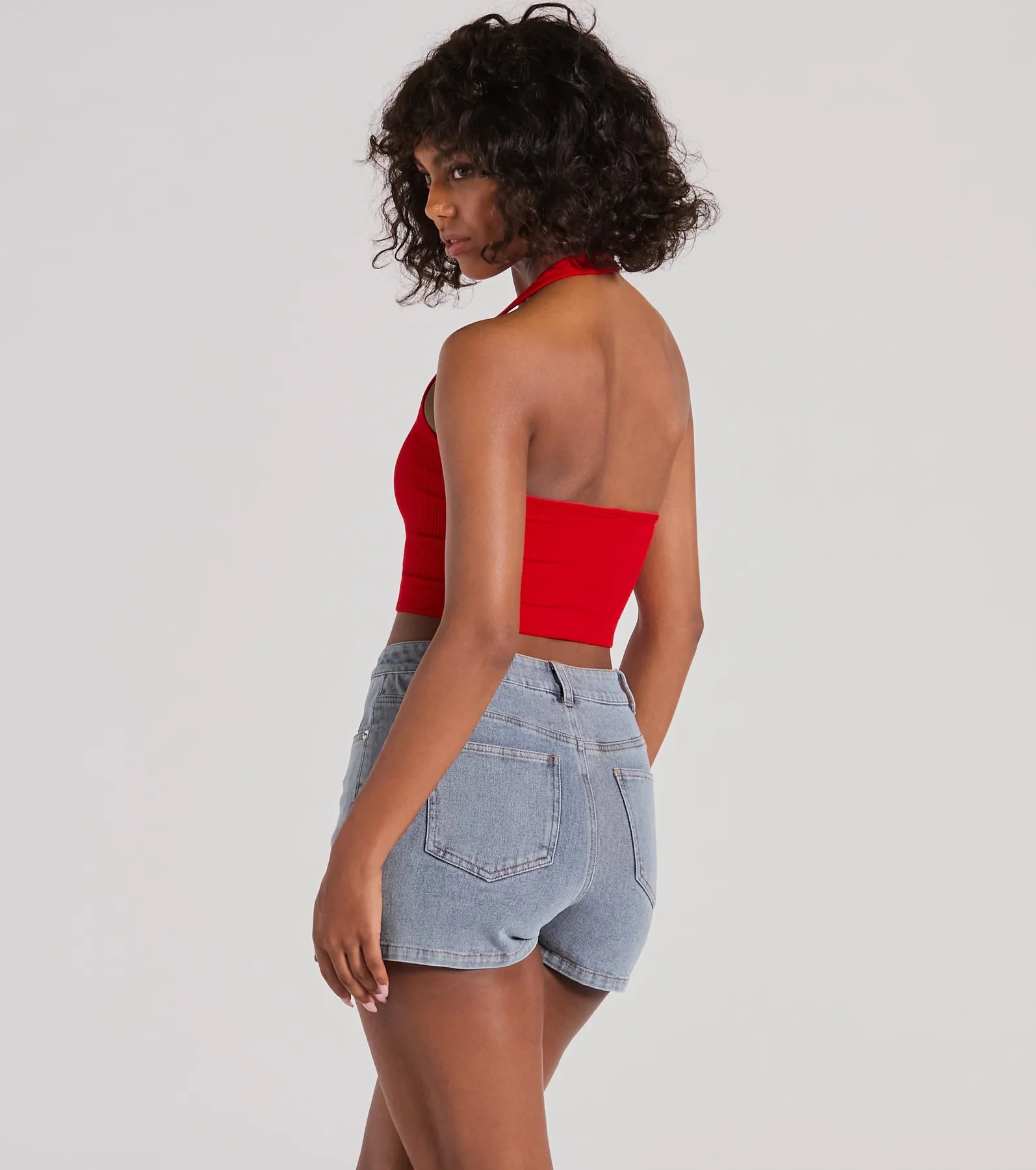 Premium Halter V-Neck Crop Top for Day & Night