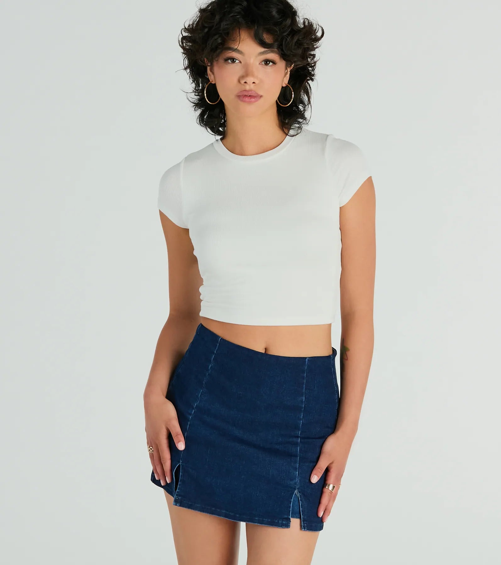 Ultimate High-Rise Slit Denim Skort for Trendsetters