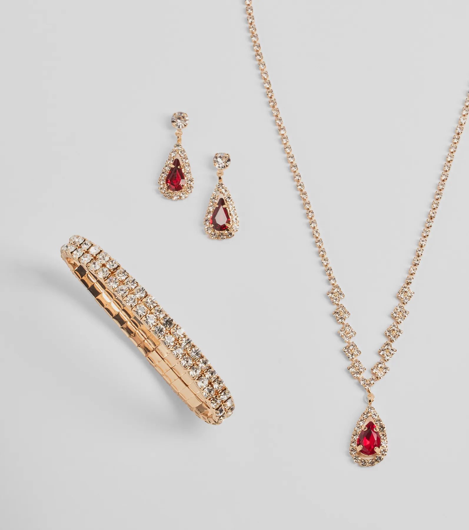 Premium Regal Gemstone Jewelry Set: Necklace, Bracelet & Earrings