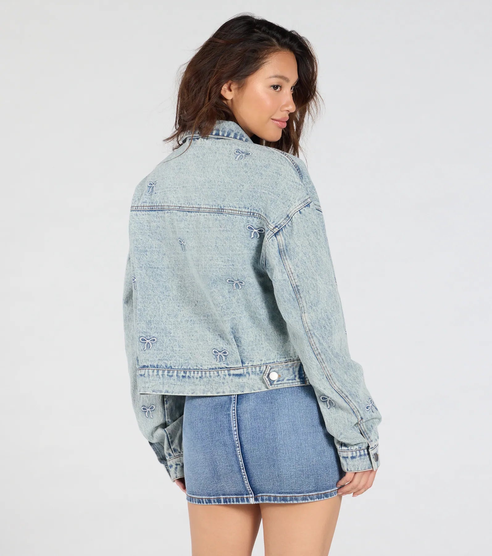 Premium Iconic Bow Embroidered Denim Jacket