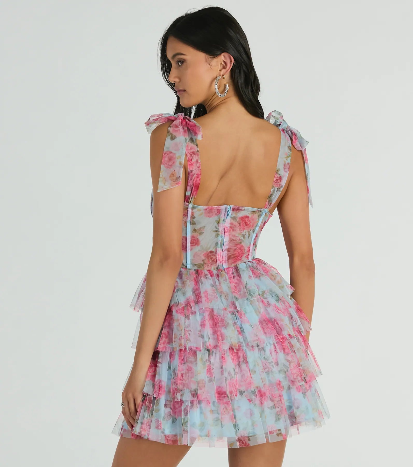 Premium Mandy Floral Corset Party Dress - Elegant Rose A-Line Design