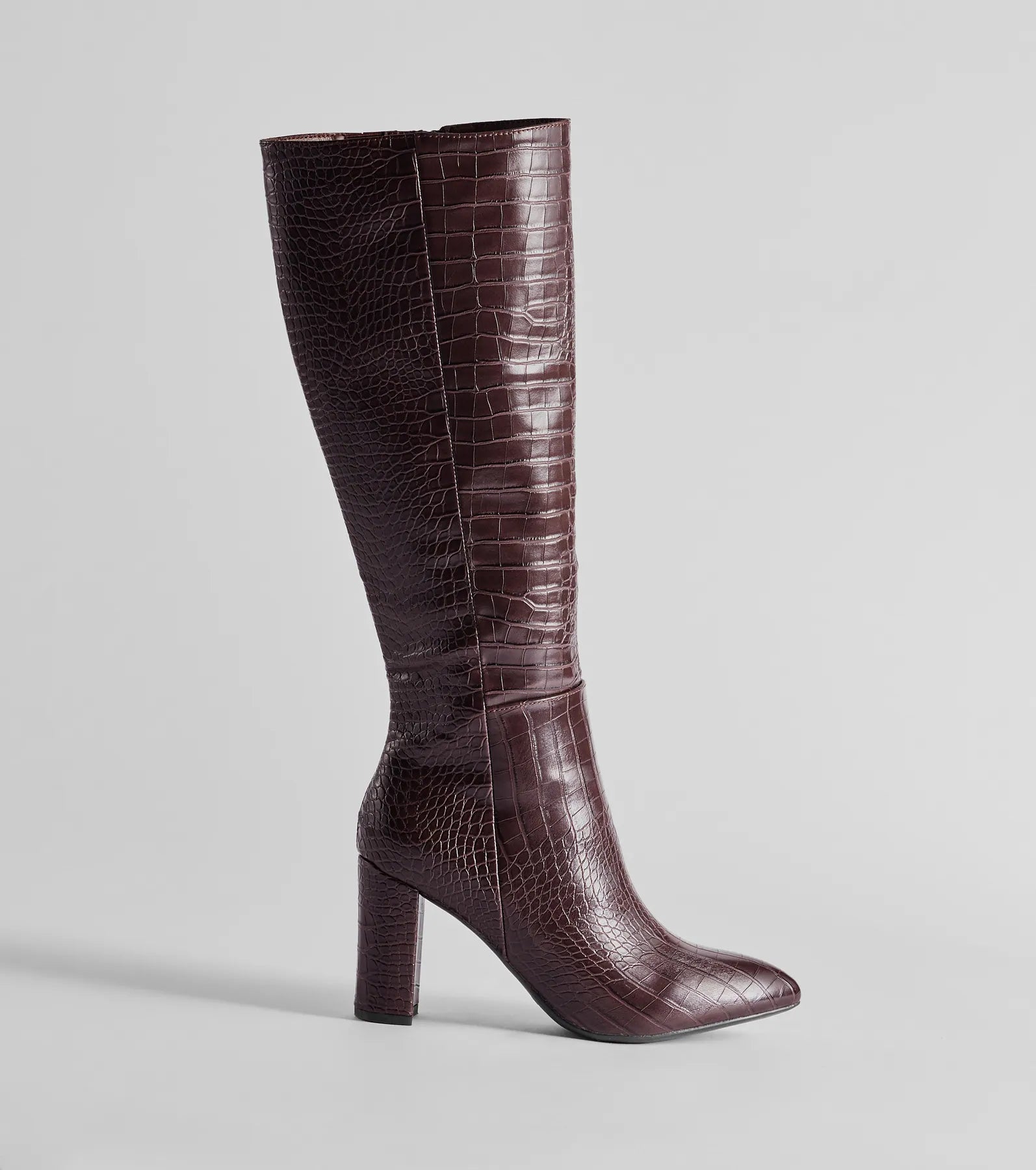 Premium Chic Moment Faux Leather Croc-Embossed Boots