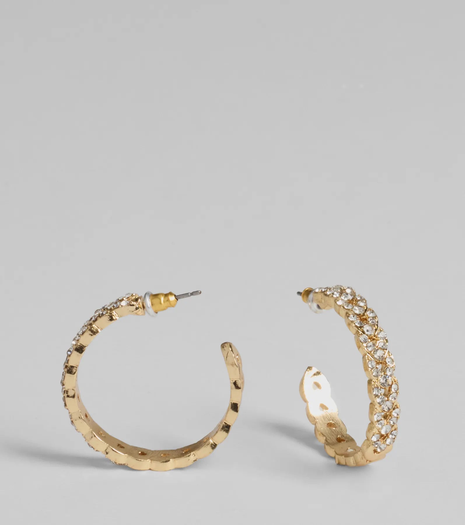 Ultimate Glam Chain-Link Rhinestone Hoop Earrings