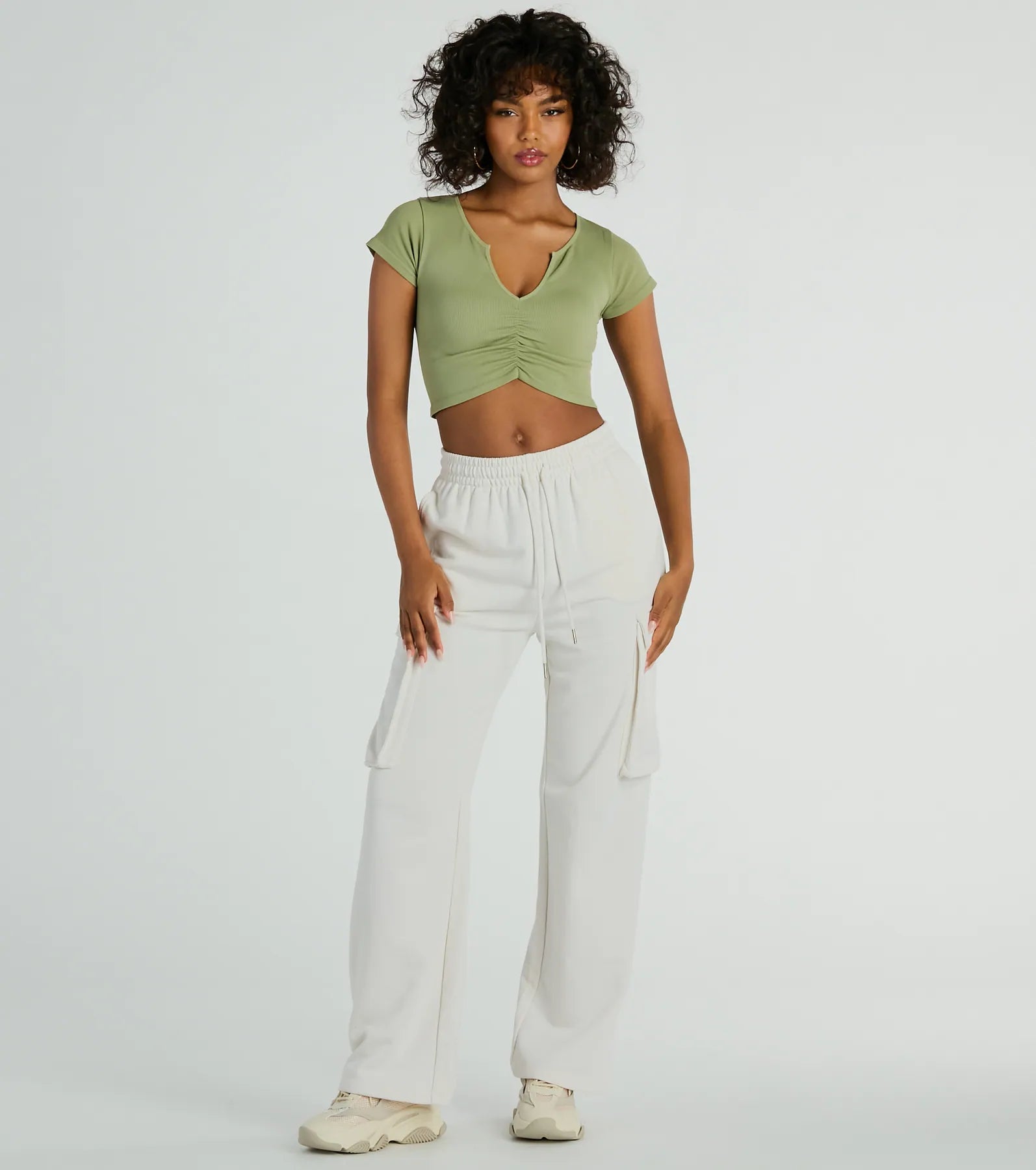 Ultimate Soft V-Neck Ruched Crop Top - Upgrade Your Style