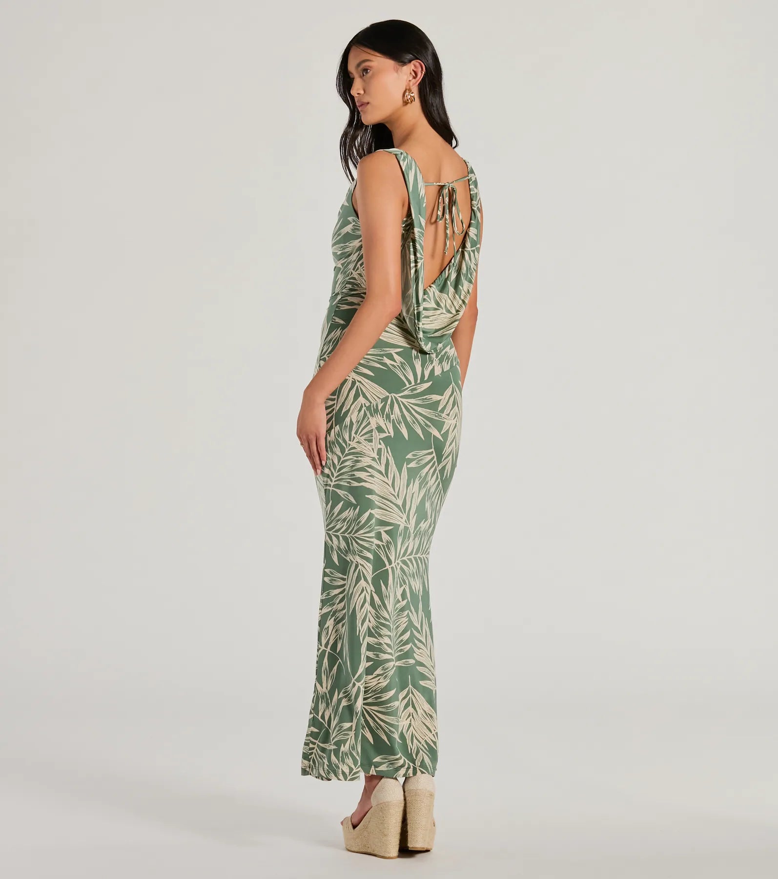 Ultimate Tropical Escape Cowl Neck Maxi Dress