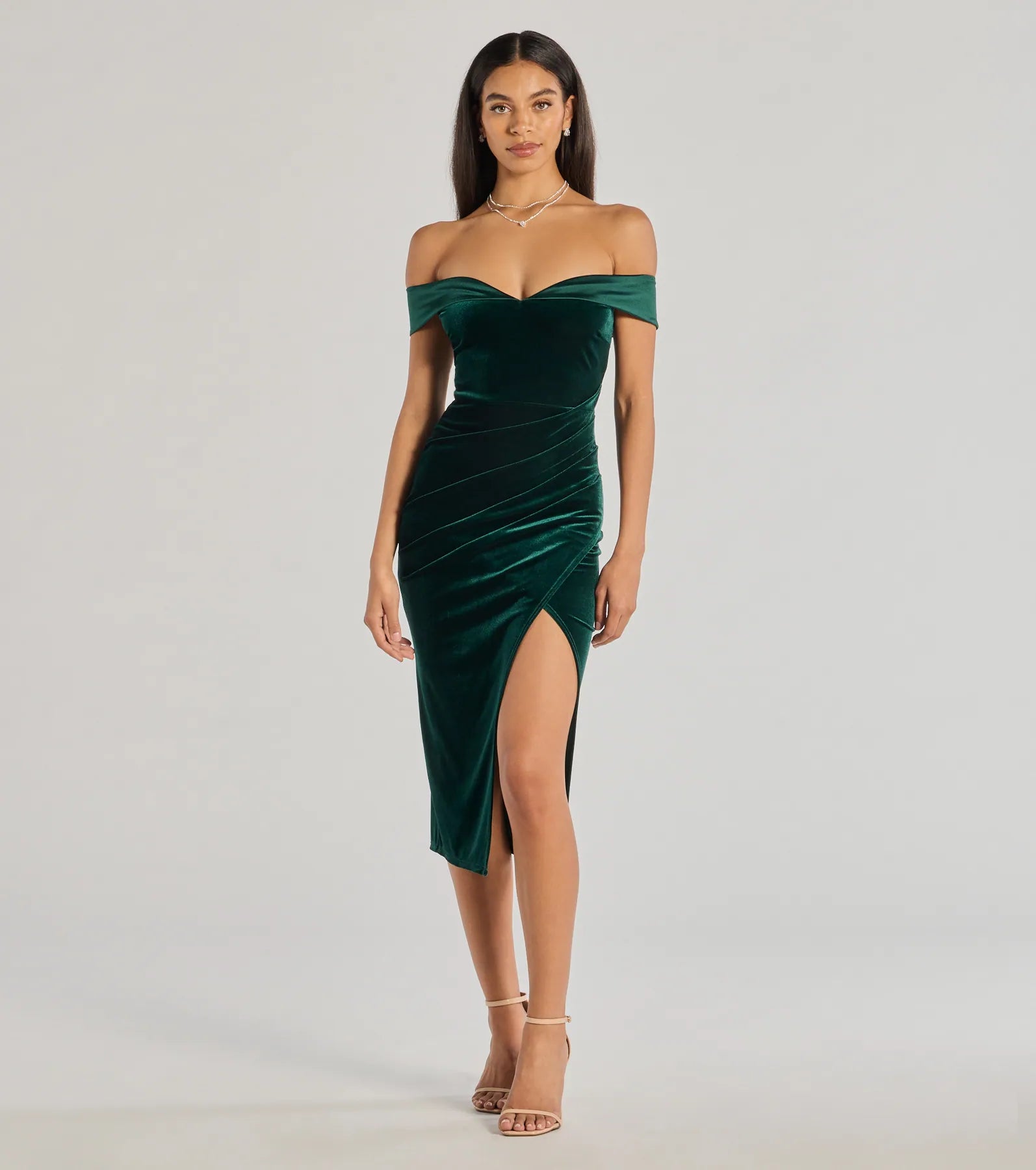 Ultimate Luxe Velvet Off-The-Shoulder Dress - Premium Midi Style