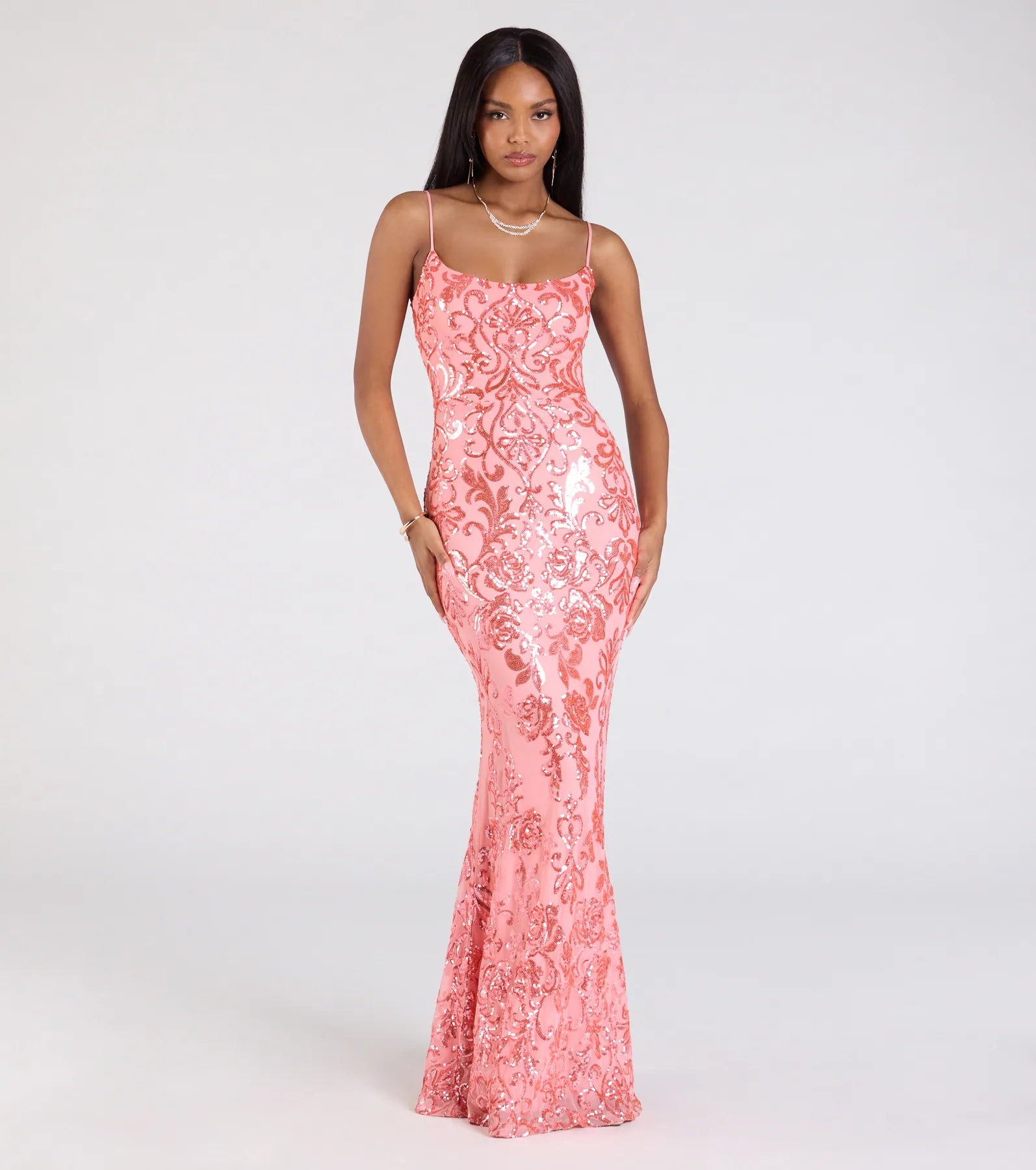 Ultimate Khloe Sequin Mermaid Gown - Strappy Back Elegance