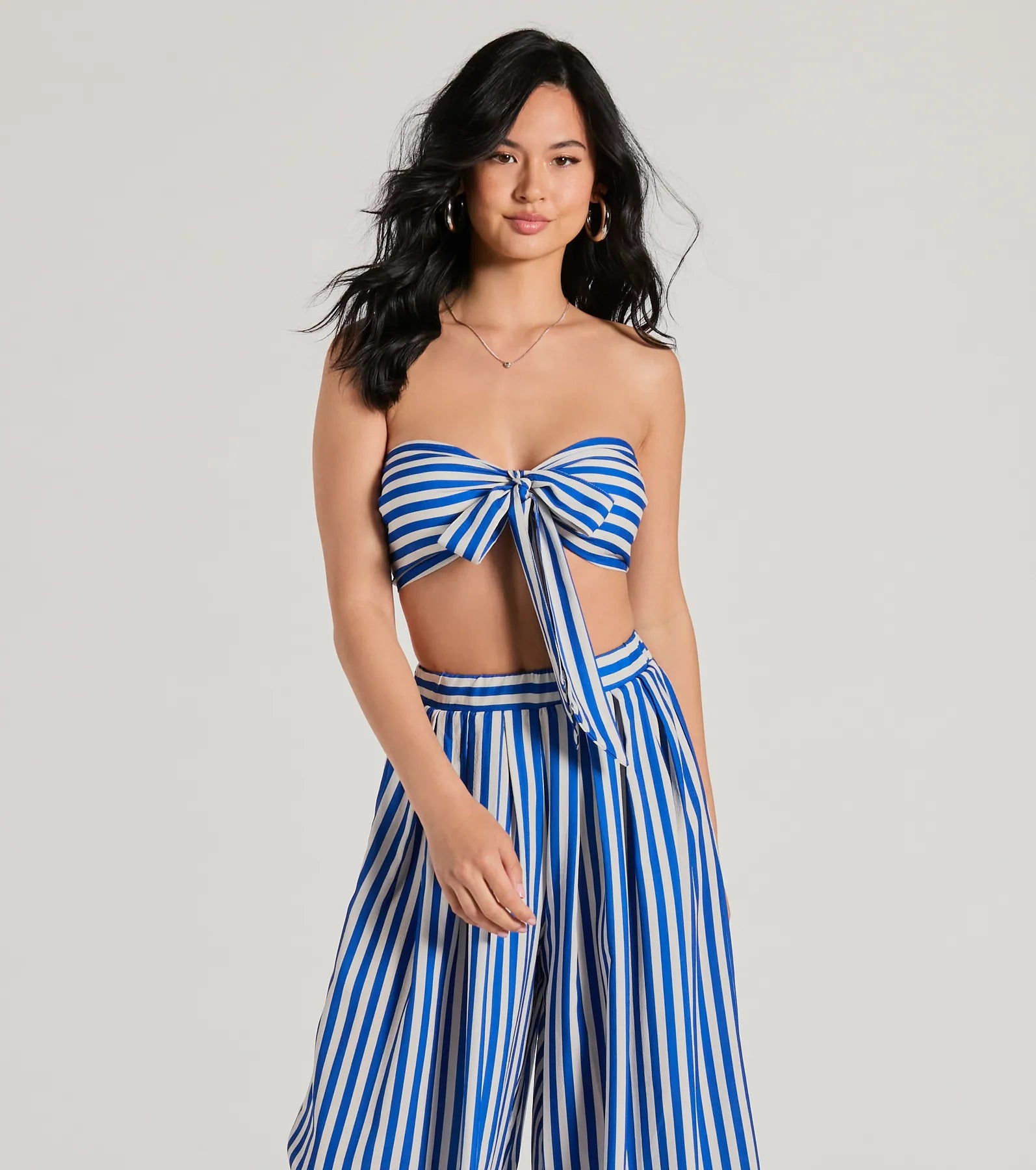 Ultimate Festive Fun Strapless Striped Bandeau Crop Top