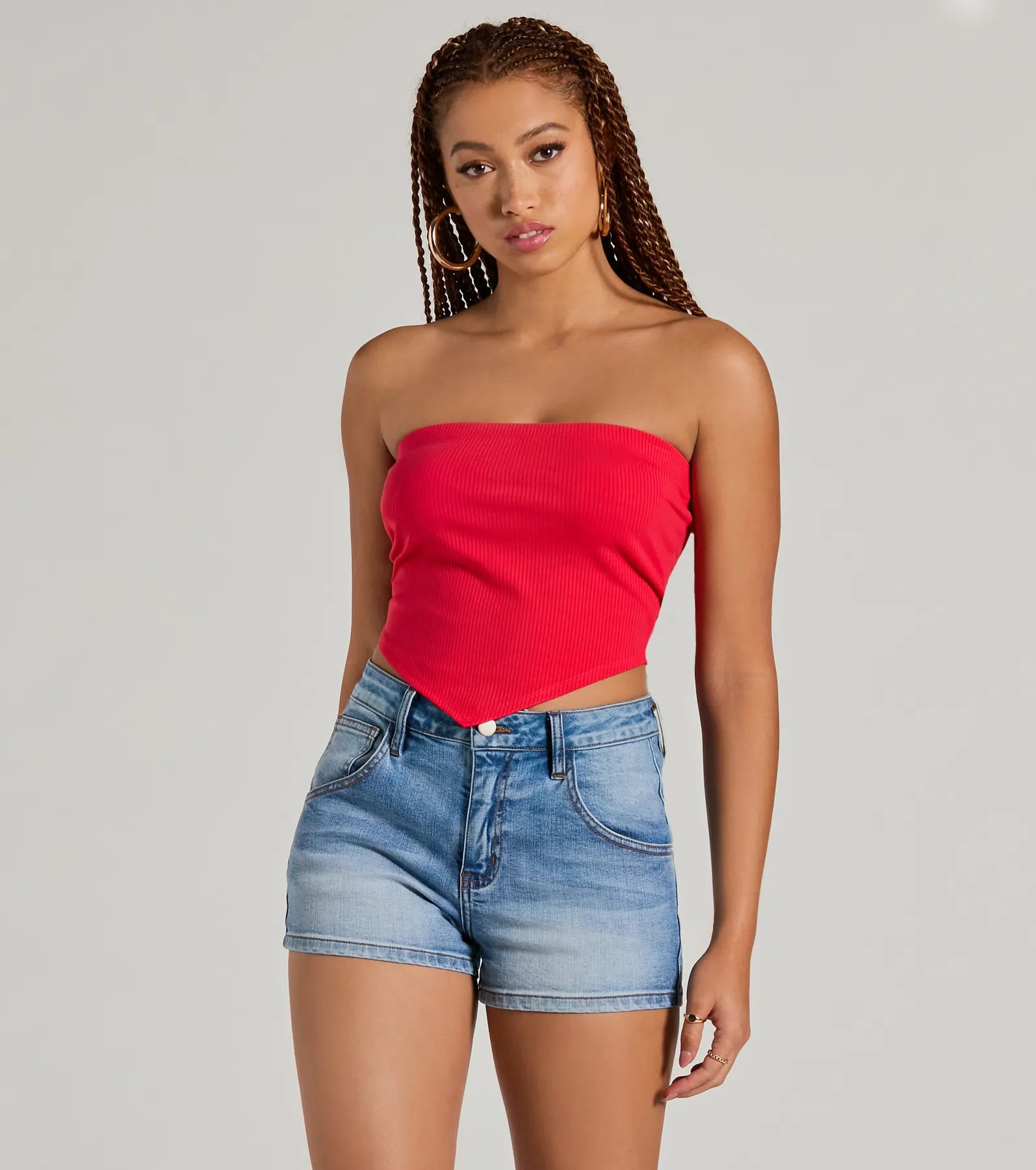 Ultimate Flirty Focus Strapless Rib Knit Crop Top