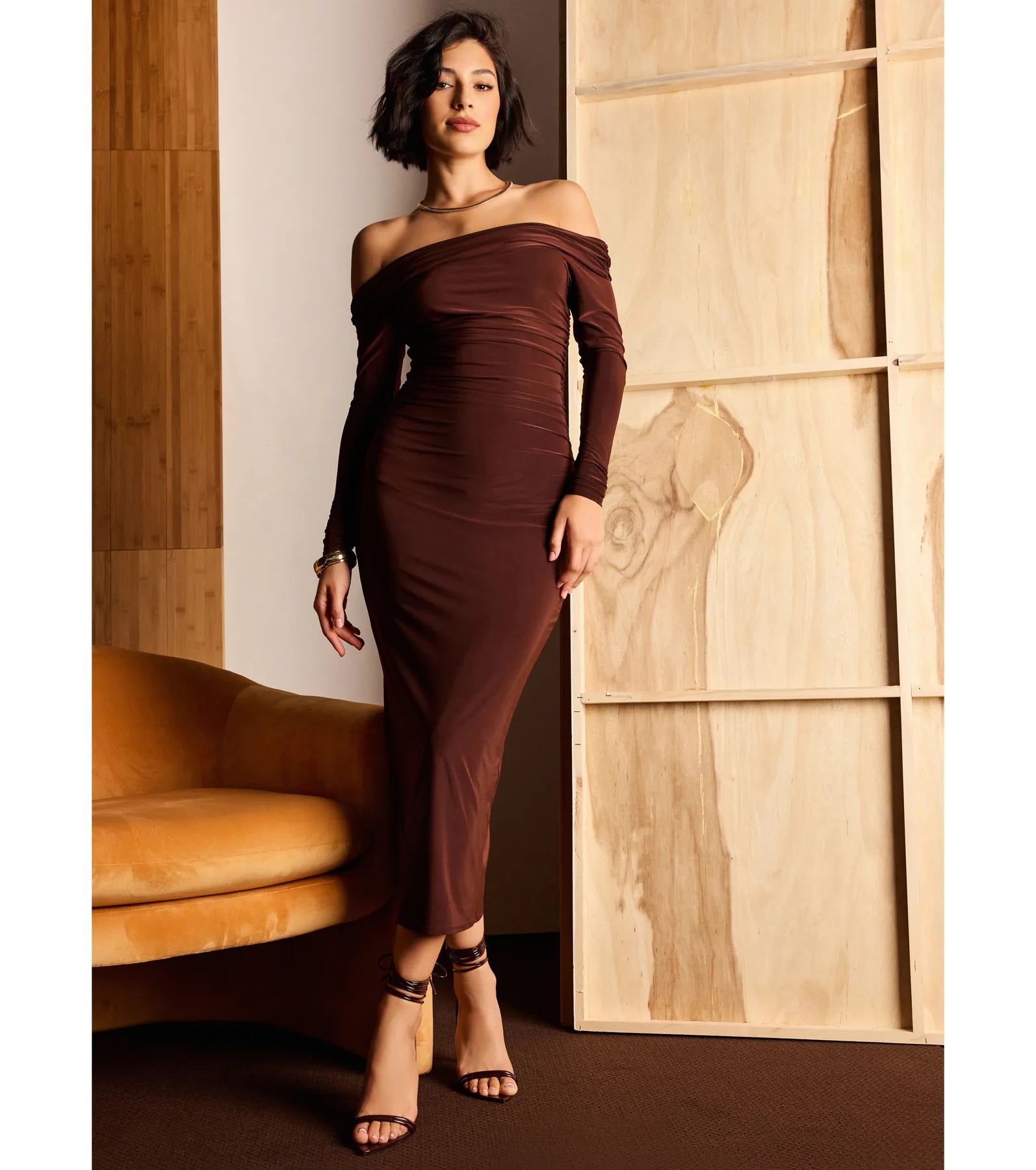 Premium Casual Affair Long Sleeve Ruched Midi Dress - Ultimate Chic Style