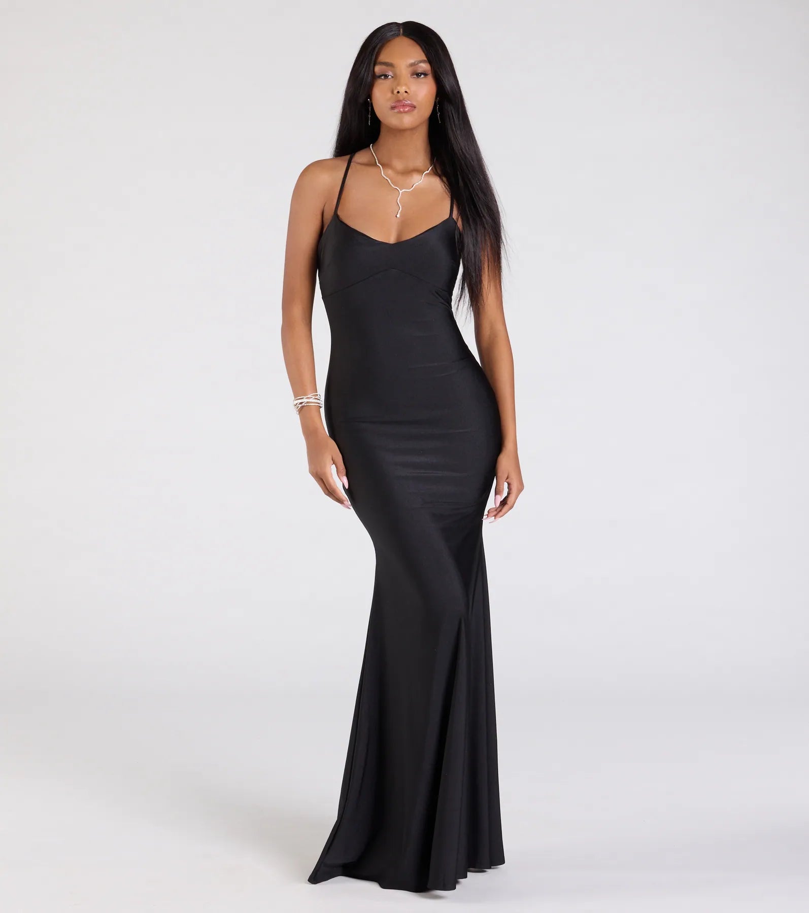 Premium Mindy Strappy Back Mermaid Gown - Ultimate Formal Elegance