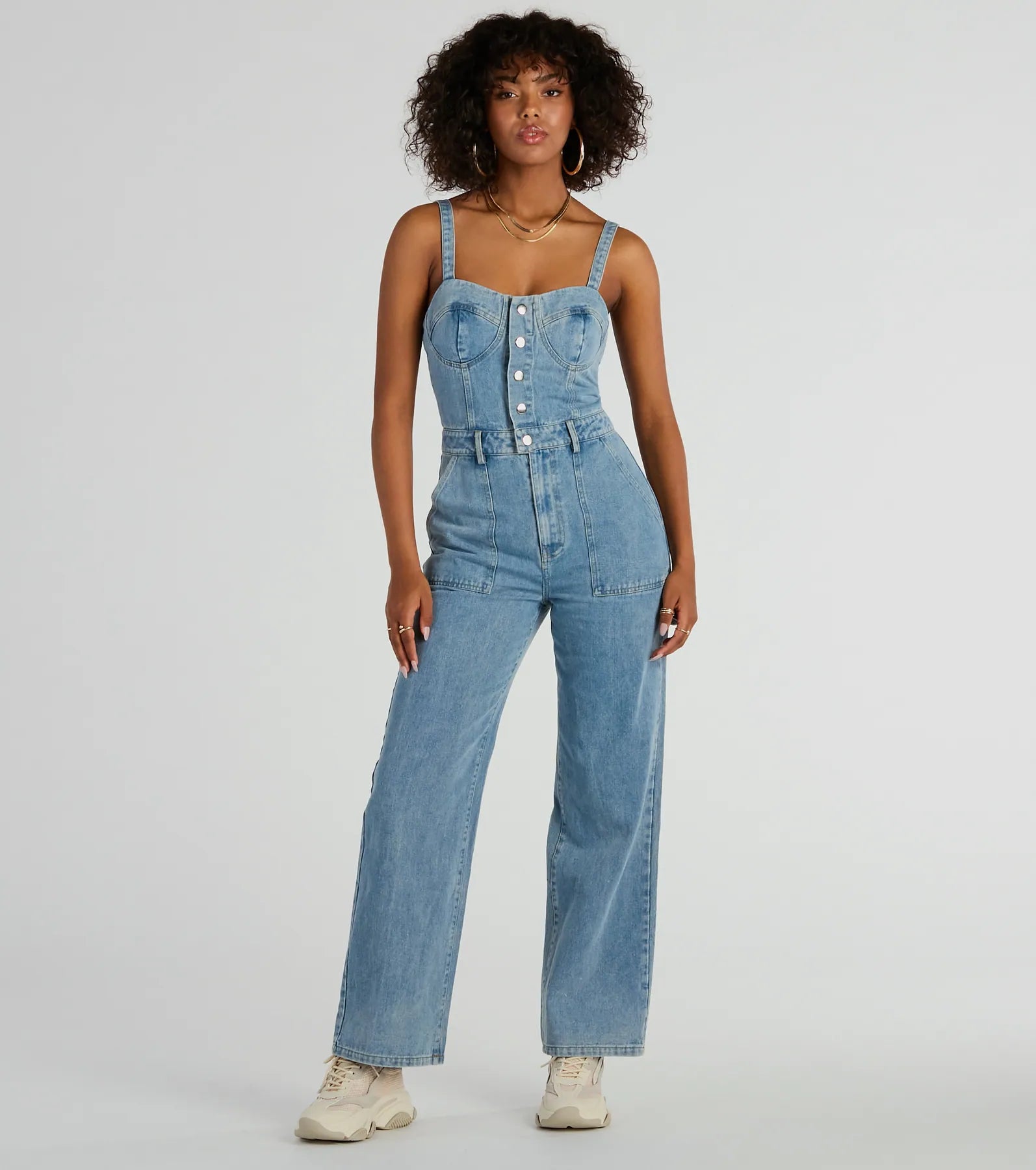 Ultimate Chic Denim Jumpsuit - Wide Leg & Button-Up Style