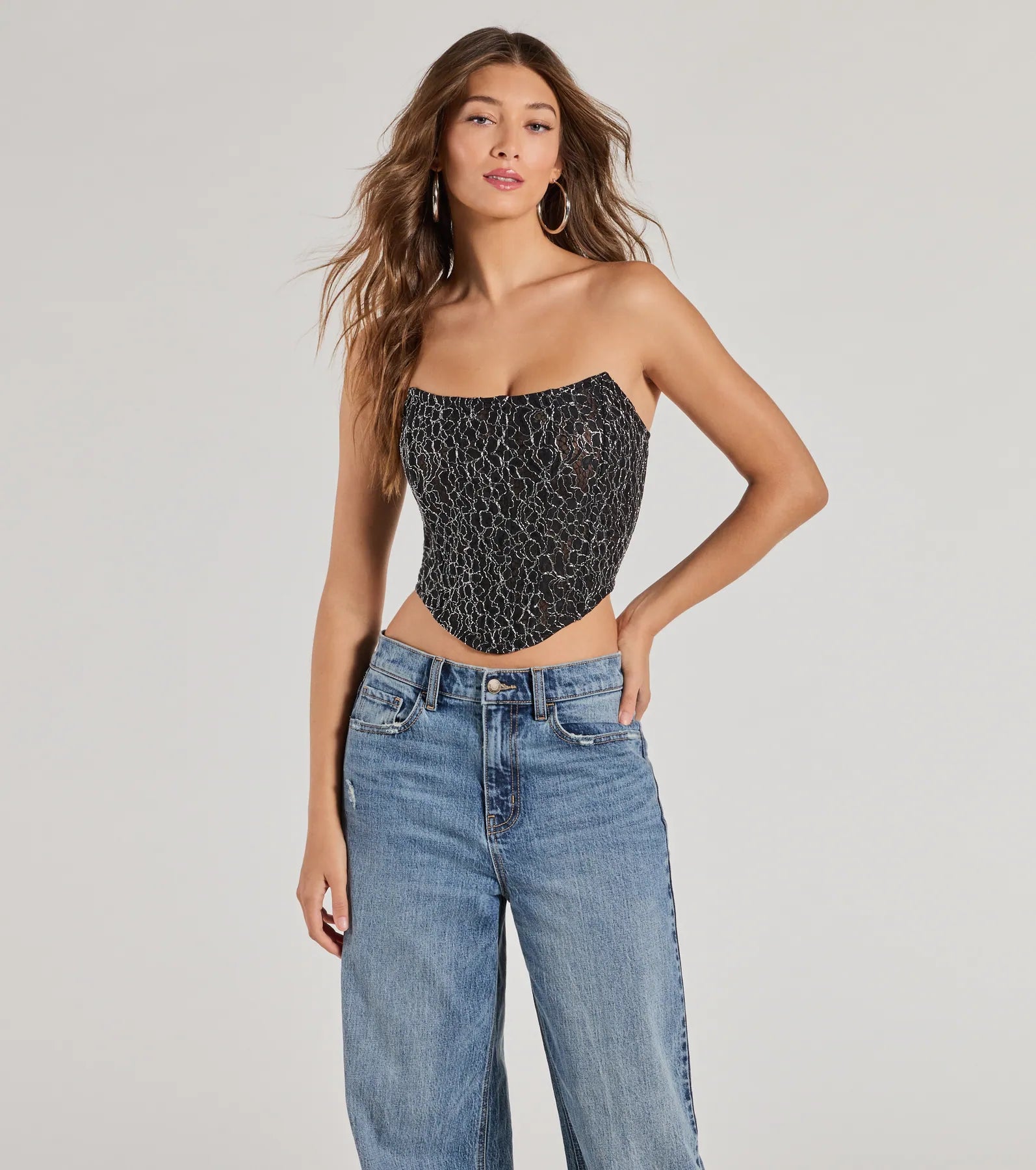 Ultimate Sultry Shimmer Lurex Lace Corset Top