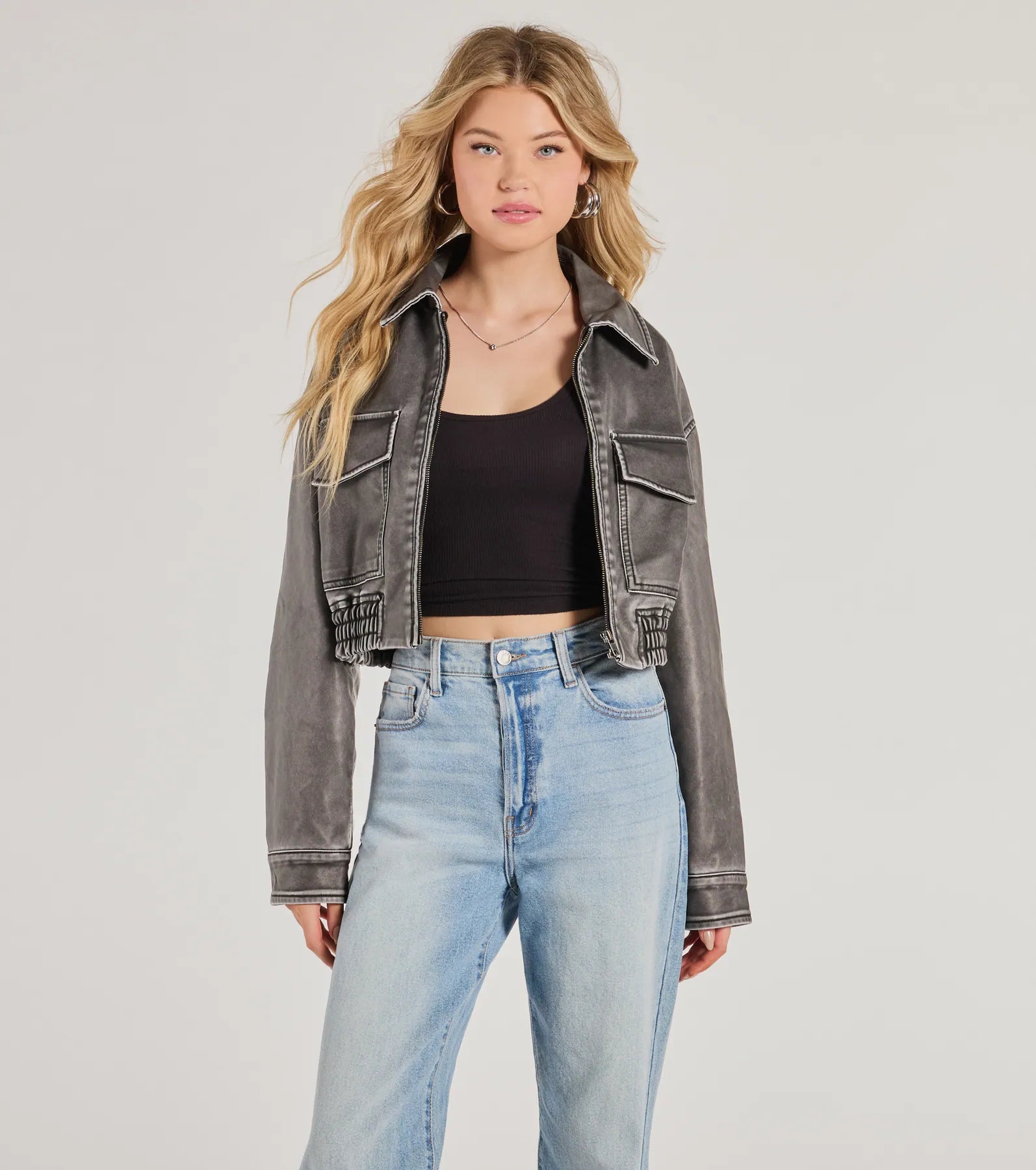 Ultimate Edgy Attitude Distressed Faux Leather Jacket